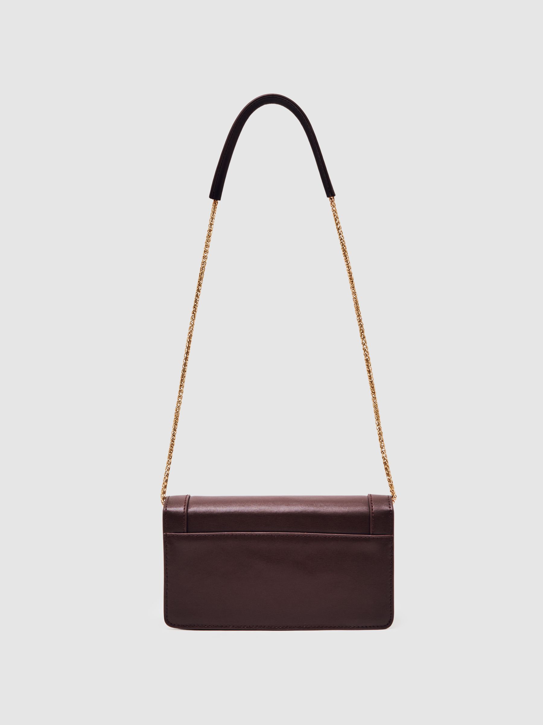 Leather Chain-Strap Shoulder Bag in Burgundy - image 4
