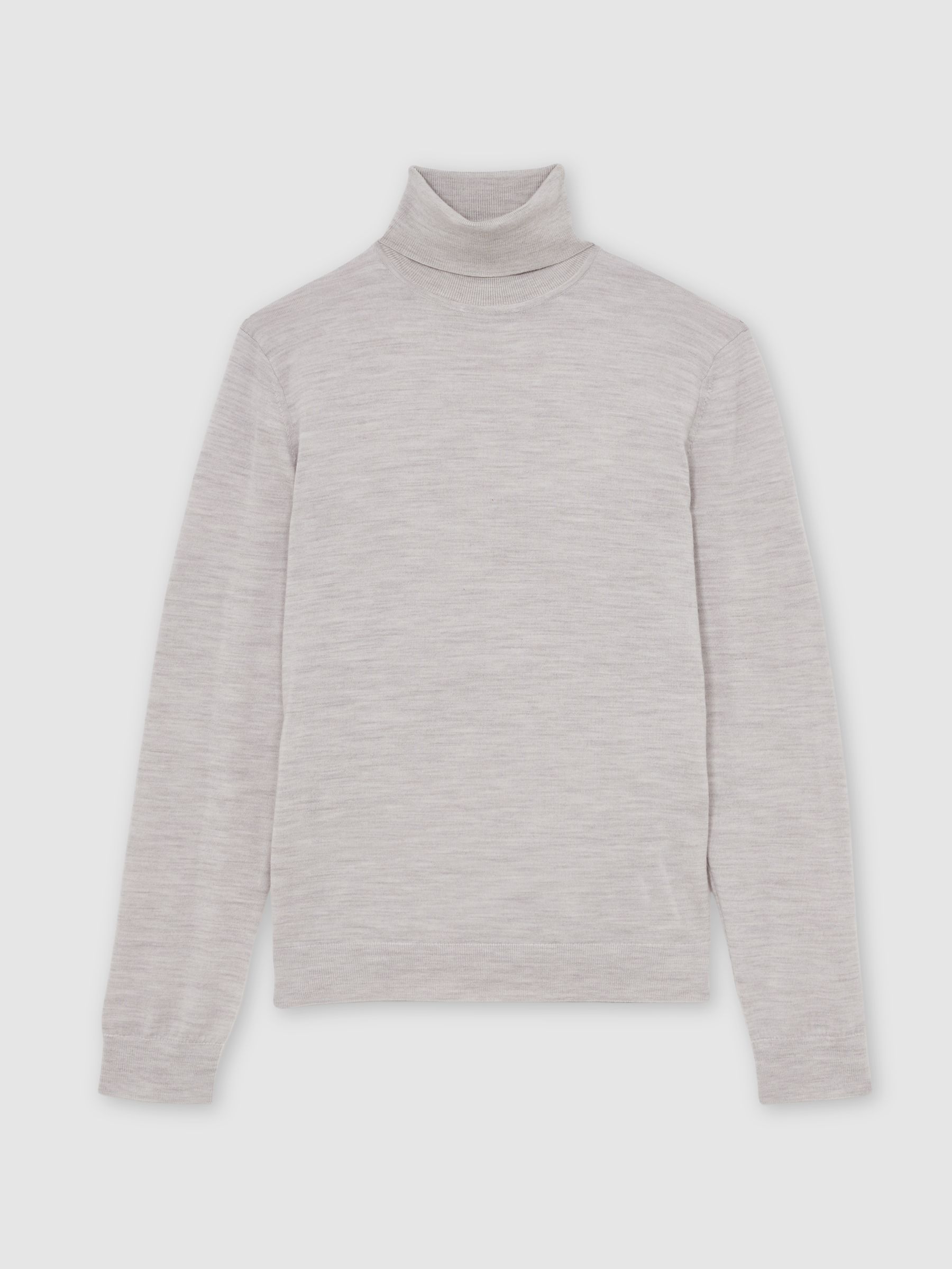 Merino Wool Roll-Neck Jumper in Wicker Brown Melange - Image 2 of 7
