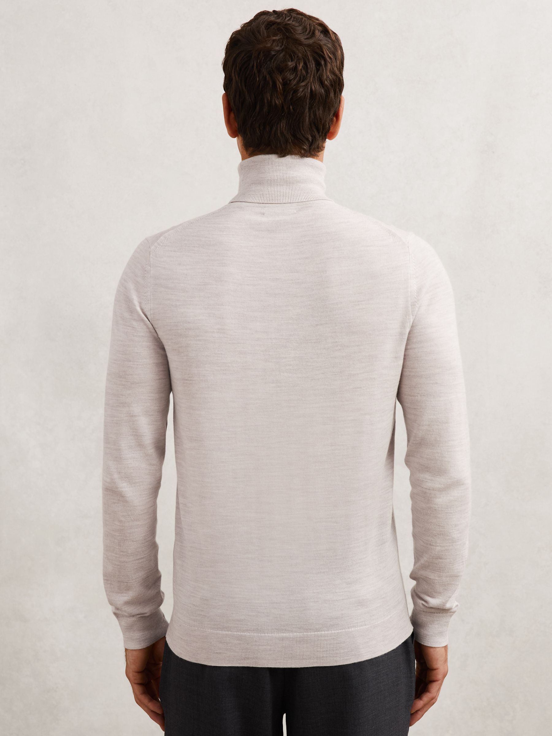 Merino Wool Roll-Neck Jumper in Wicker Brown Melange - Image 6 of 7