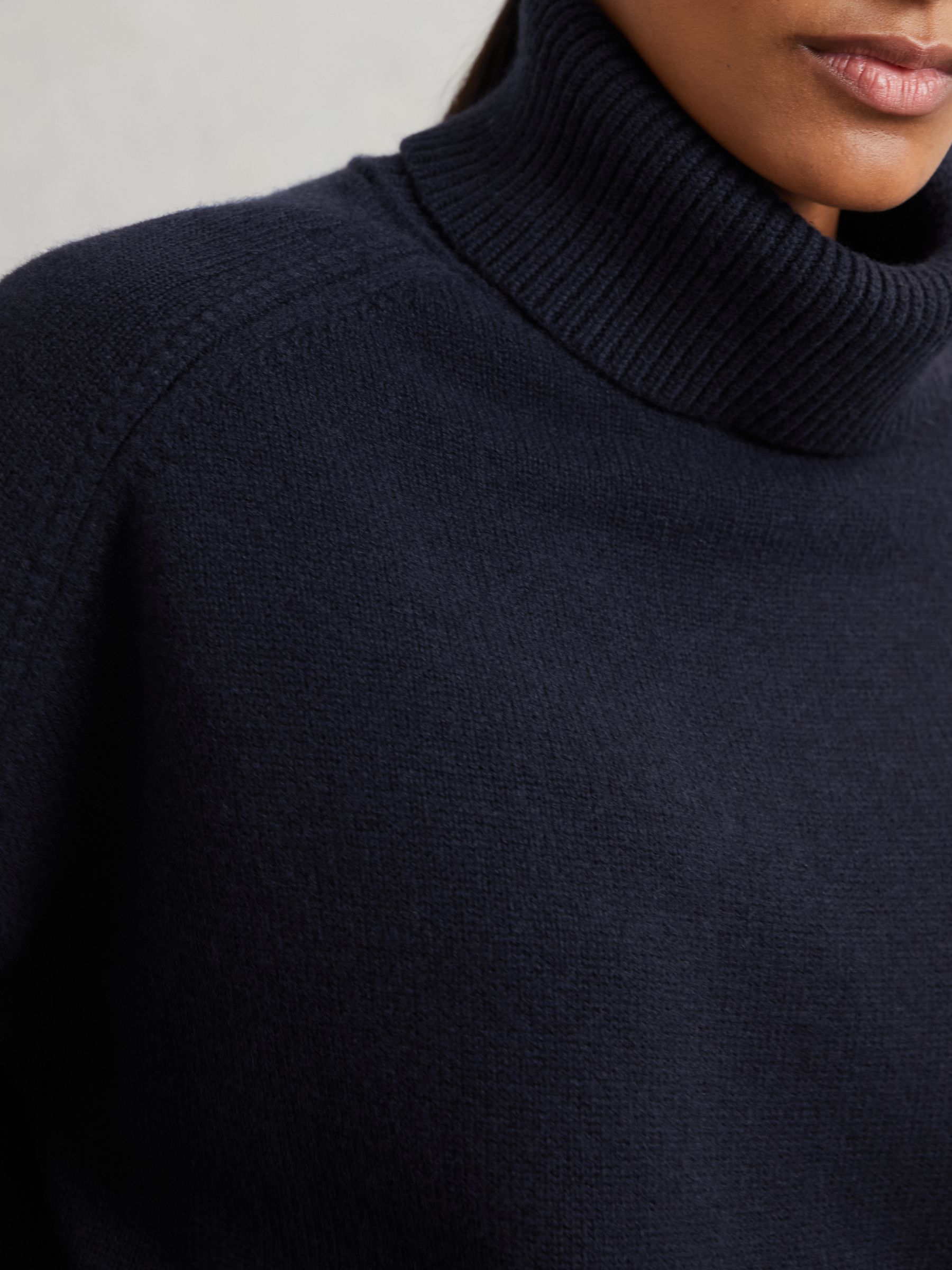 Wool-Cashmere Roll-Neck Jumper in Navy - Image 6 of 8