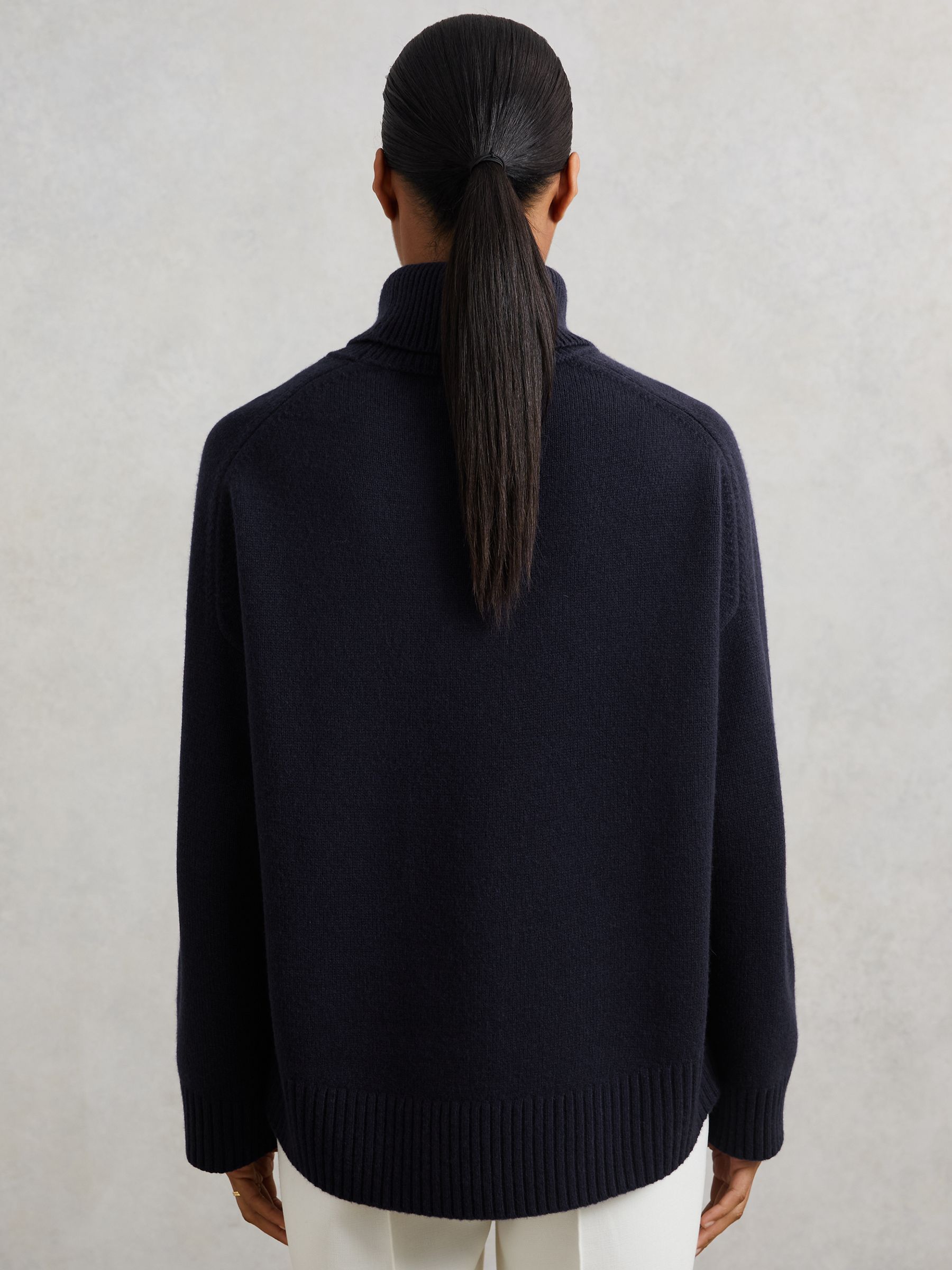 Wool-Cashmere Roll-Neck Jumper in Navy - Image 7 of 8