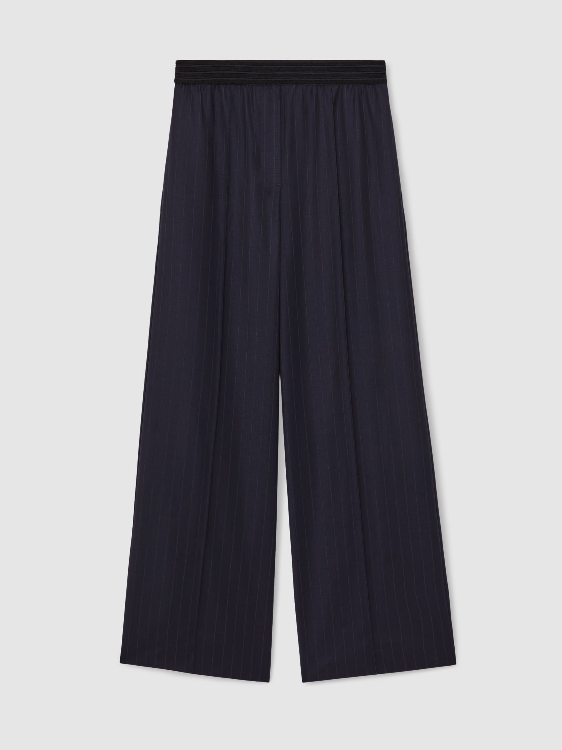 Wool-Blend Pinstripe Wide-Leg Trousers in Navy - Image 2 of 7