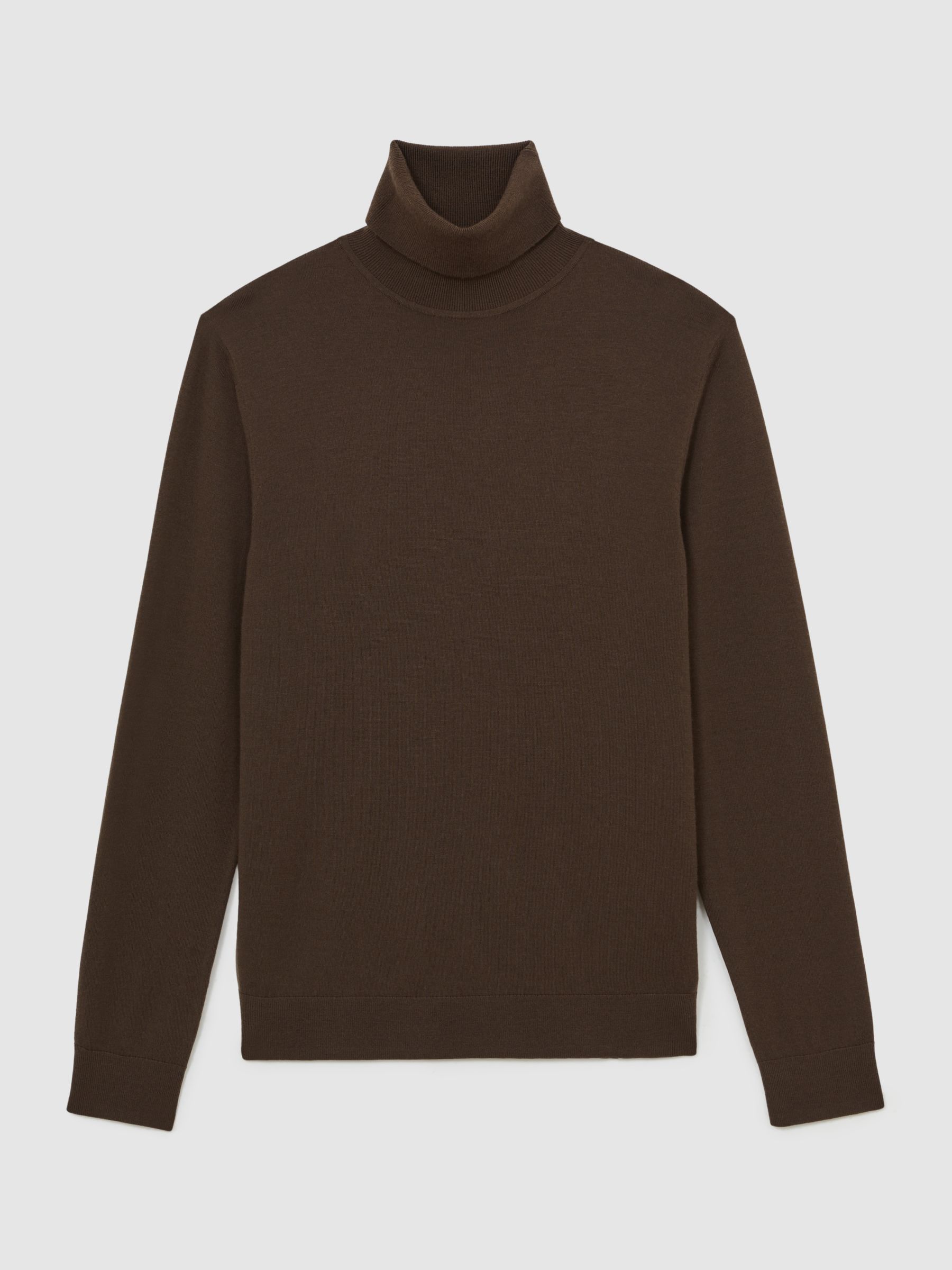 Merino Wool Roll-Neck Jumper in Chocolate Brown - Image 2 of 7