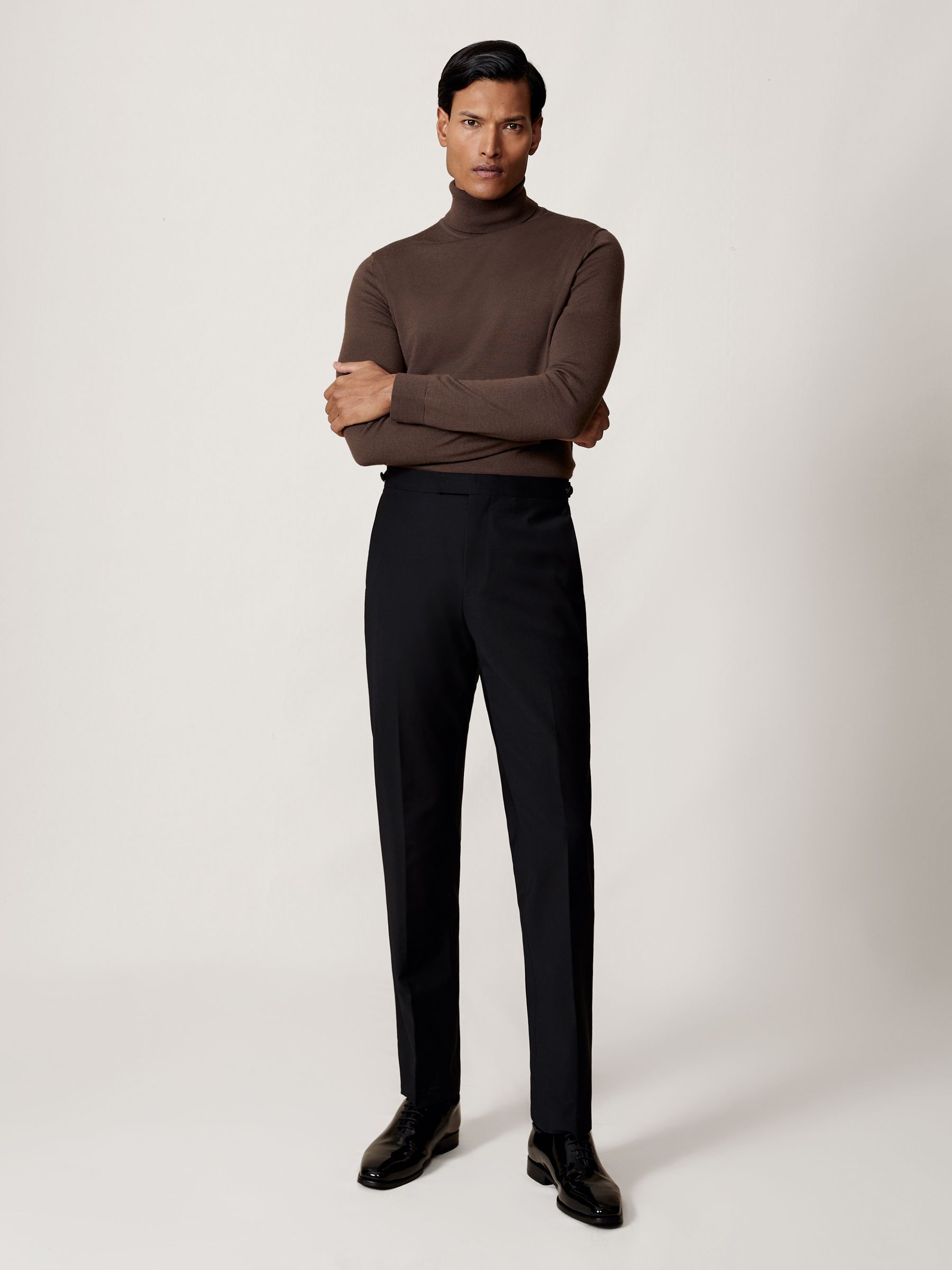 Merino Wool Roll-Neck Jumper in Chocolate Brown - Image 3 of 7