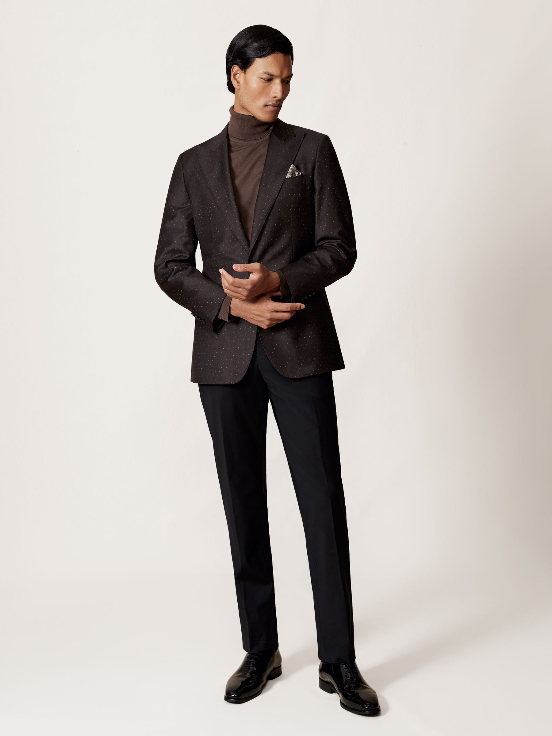 Merino Wool Roll-Neck Jumper in Chocolate Brown - Image 4 of 7