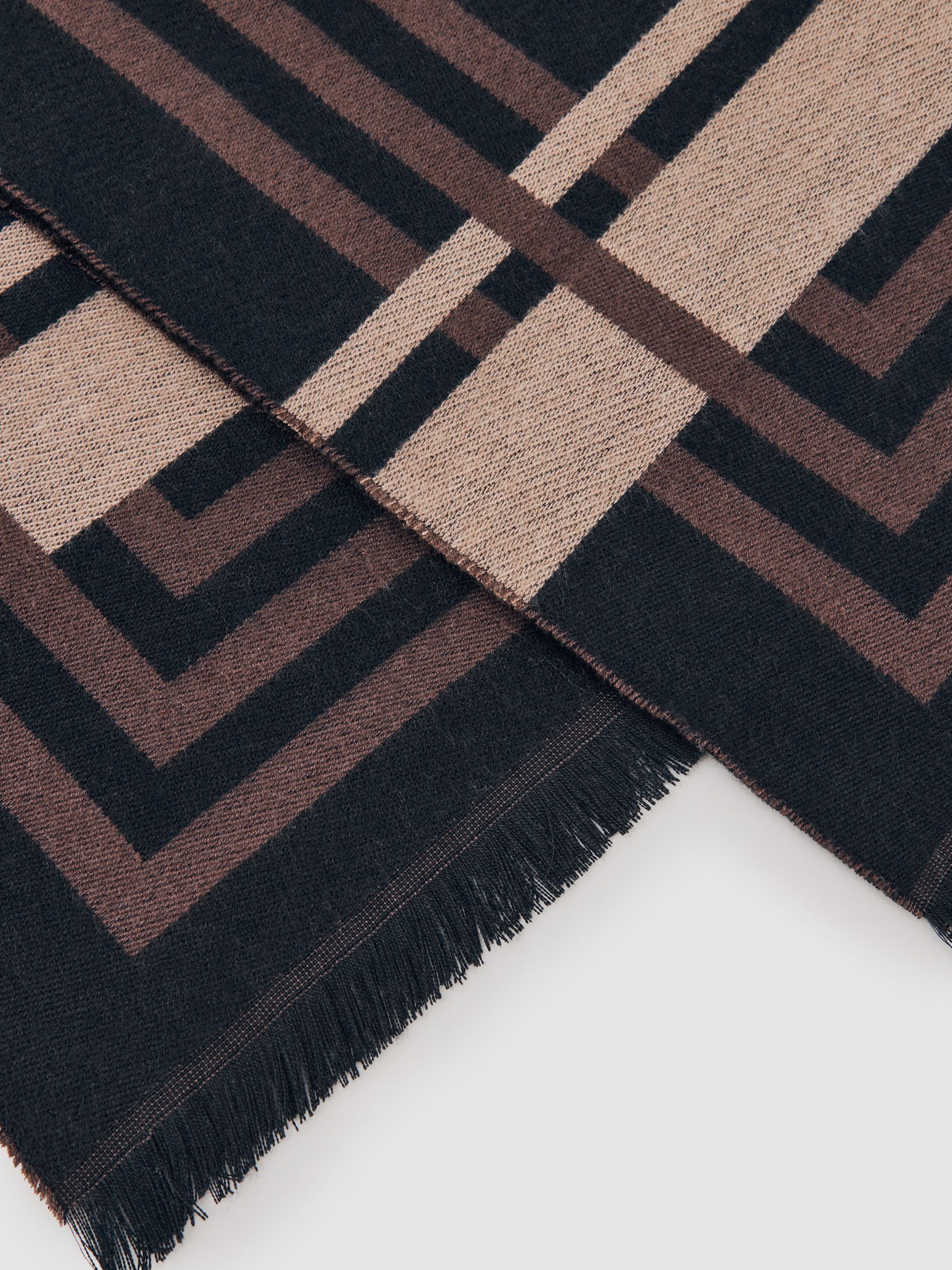 Border Stripe Fringed Scarf in Navy - Image 5 of 6
