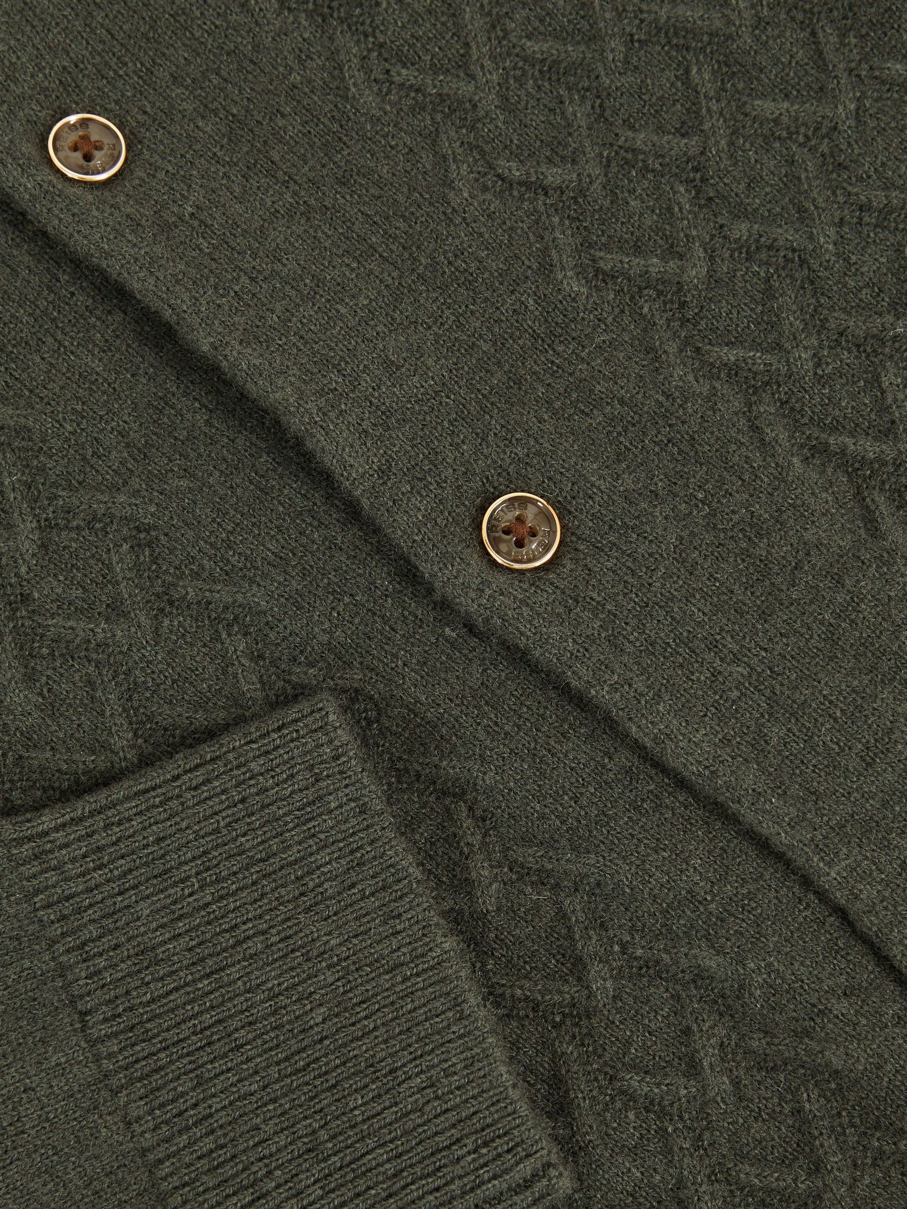 13-14 yrs Wool V-Stitch Button-Through Cardigan in Forest Green - Image 4 of 4