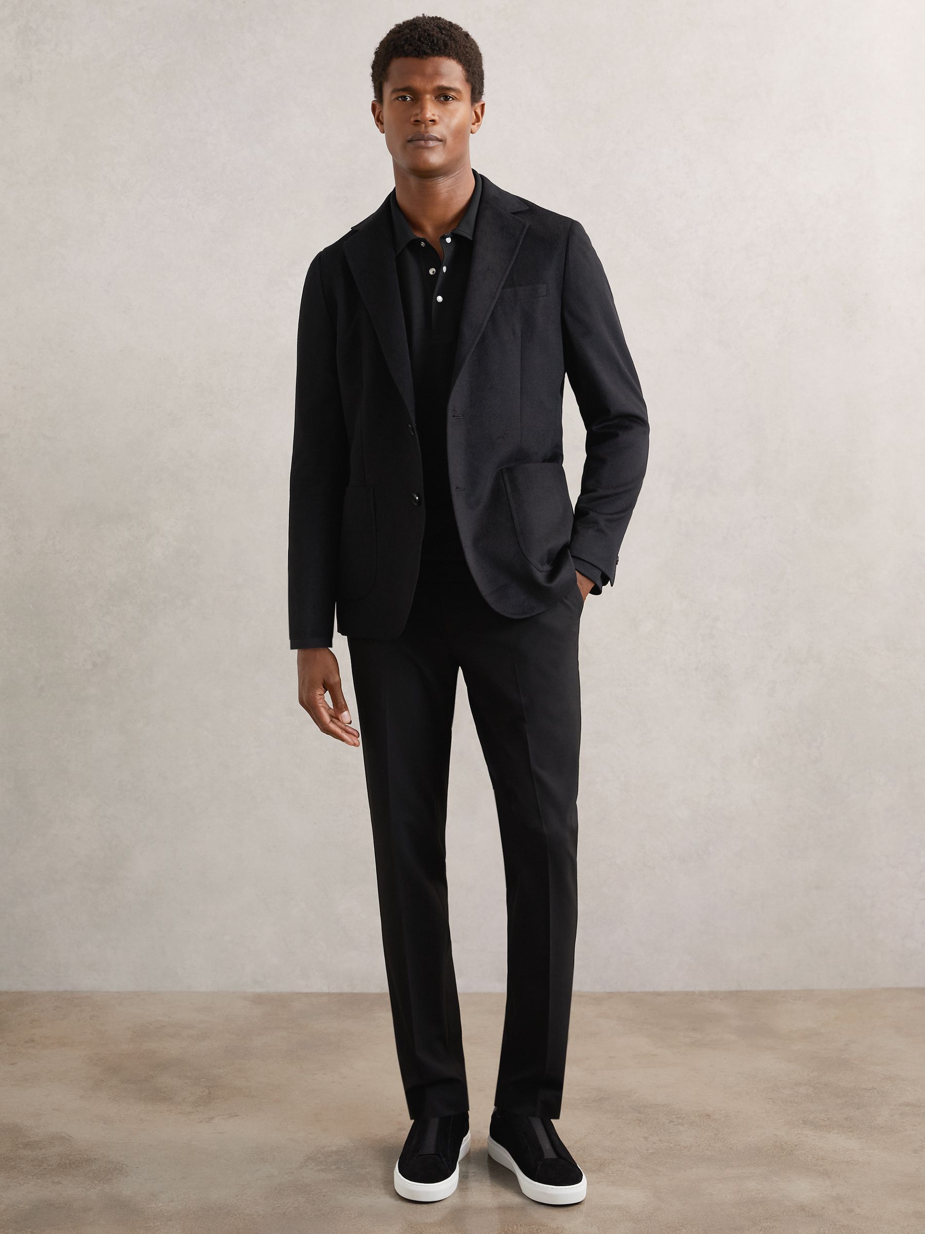 Textured Press-Stud Polo Shirt in Black - Image 3 of 6