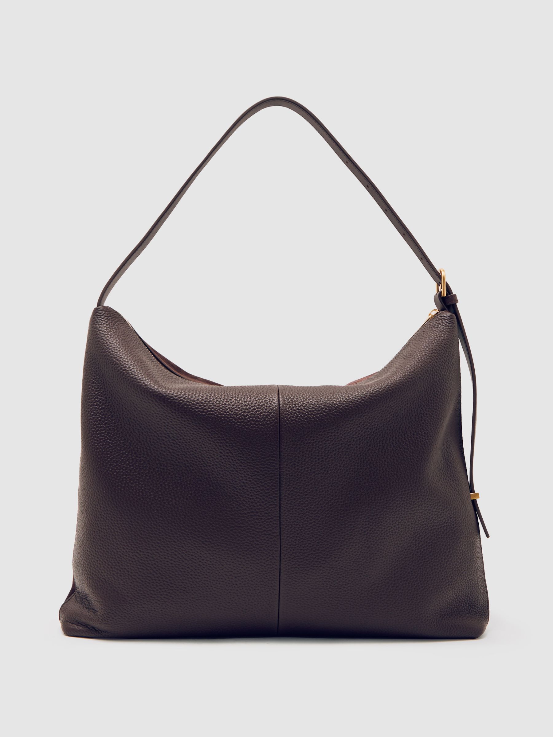 Grained Leather Tote Bag in Burgundy - Image 4 of 5