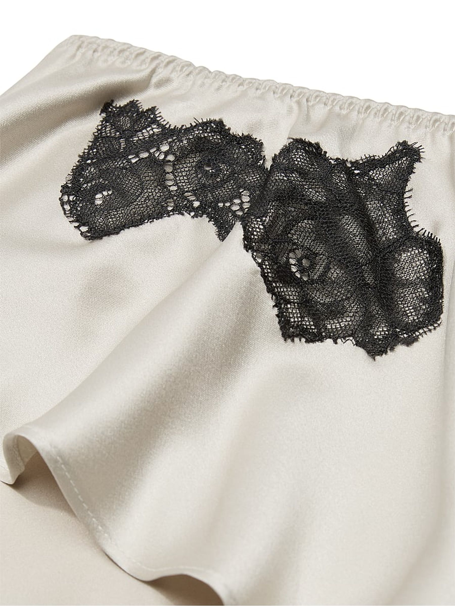 Cream Satin Lace Trim Cami Set - Image 4 of 4