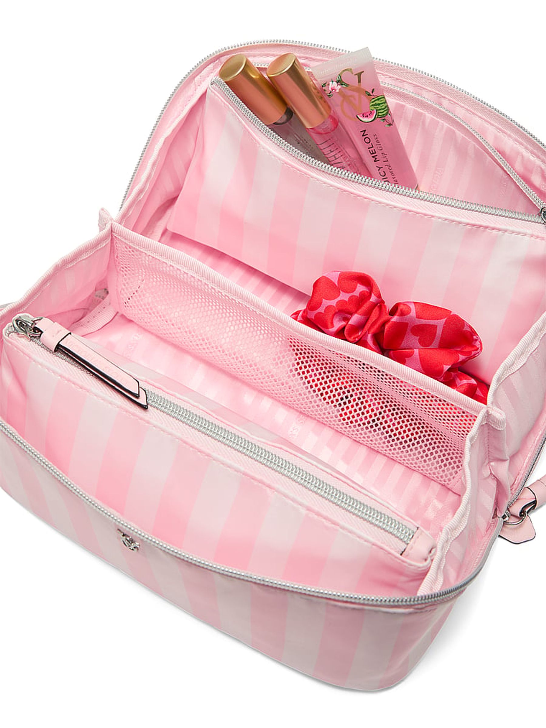 Heritage Stripe Pink 3 Piece Makeup Bag - Image 3 of 4