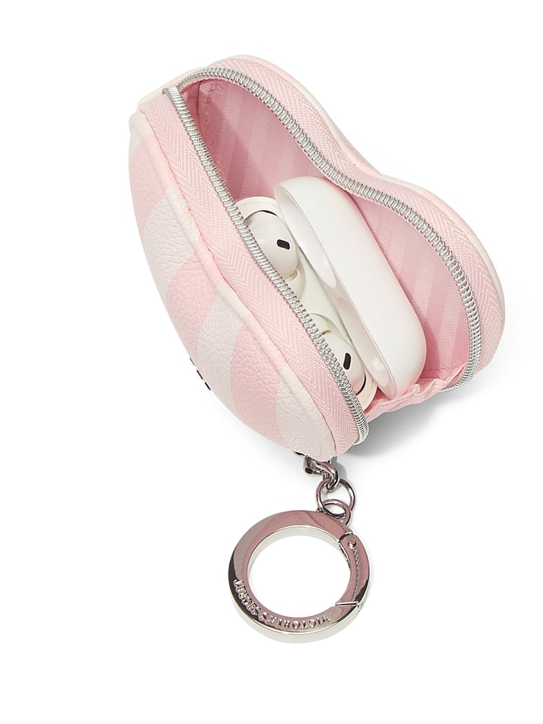 Heritage Stripe Pink Heart Pouch Keyring - Image 3 of 3