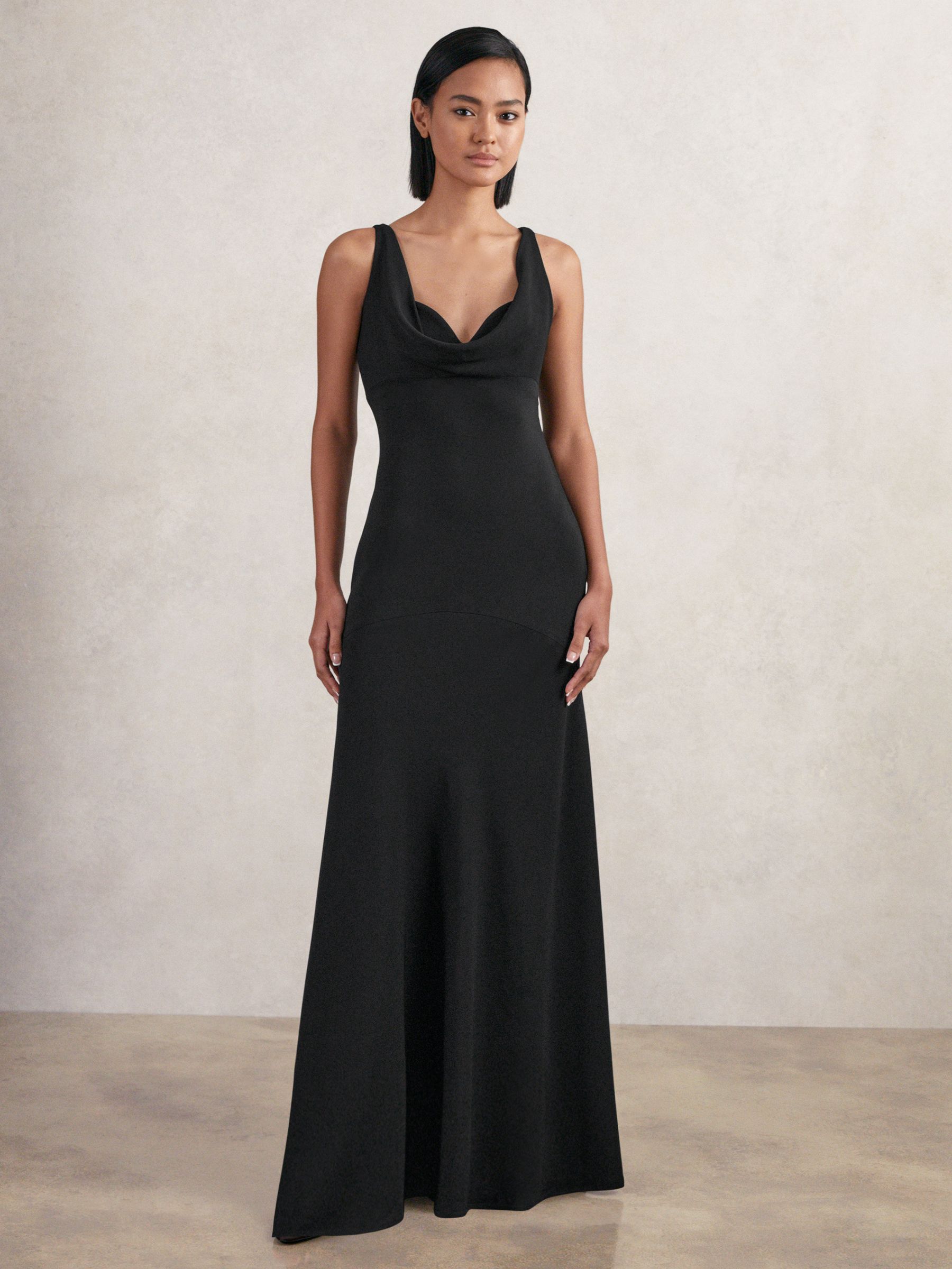 Cowl-Neck Sleeveless Maxi Dress in Black - Image 6 of 7