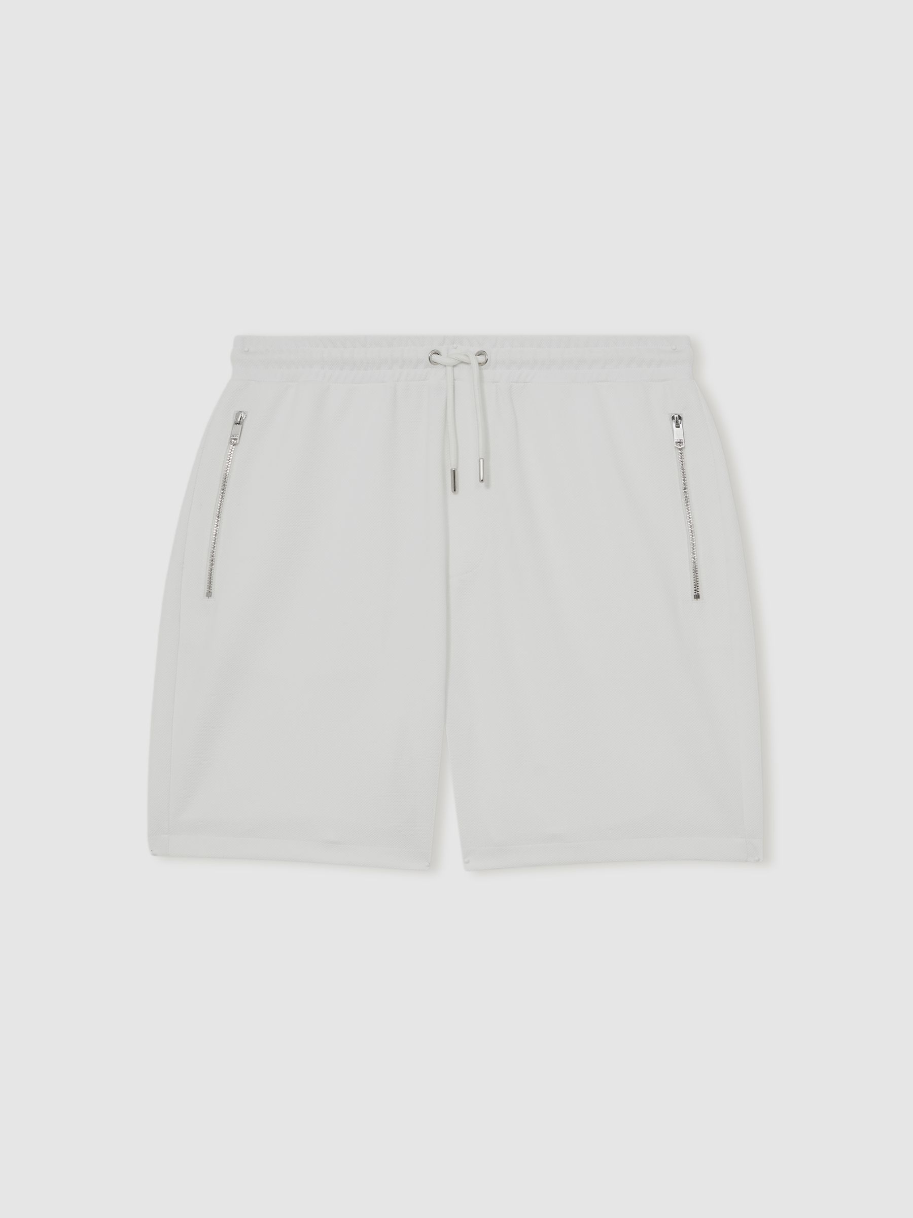 Textured Drawstring Shorts in White - Image 2 of 6