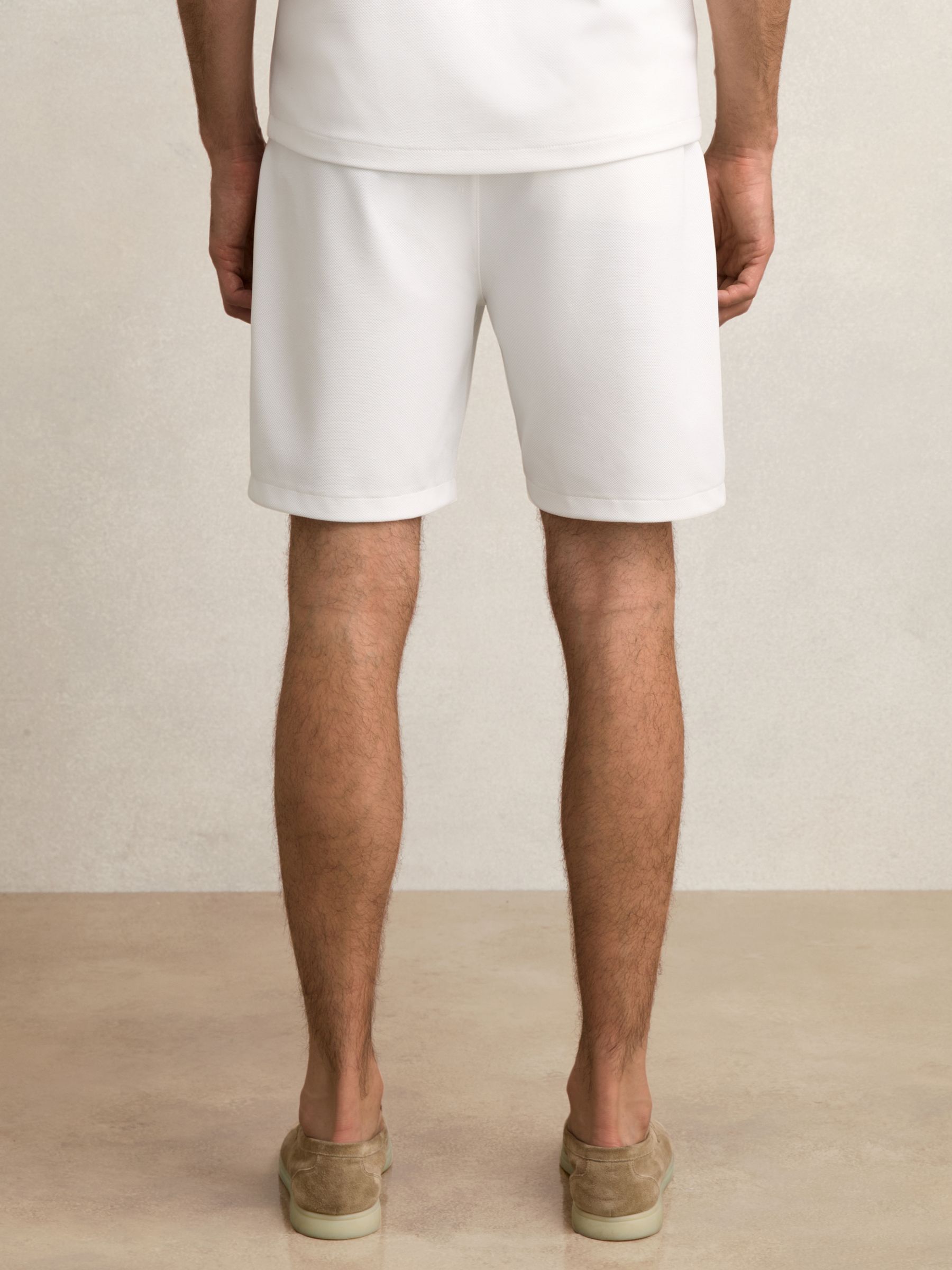 Textured Drawstring Shorts in White - image 4