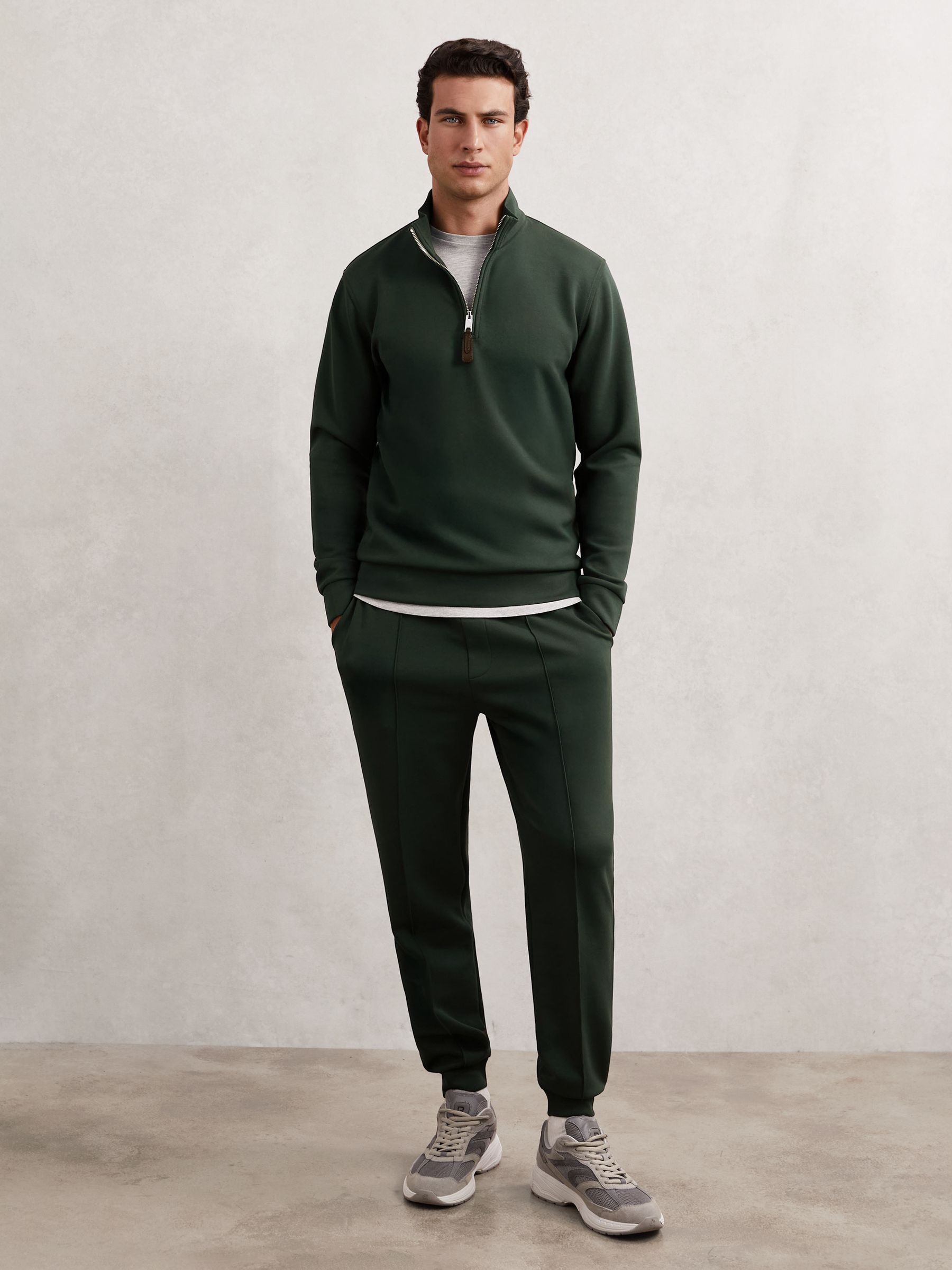 Interlock Zip Through Overshirt in Dark Sage Green - Image 3 of 7