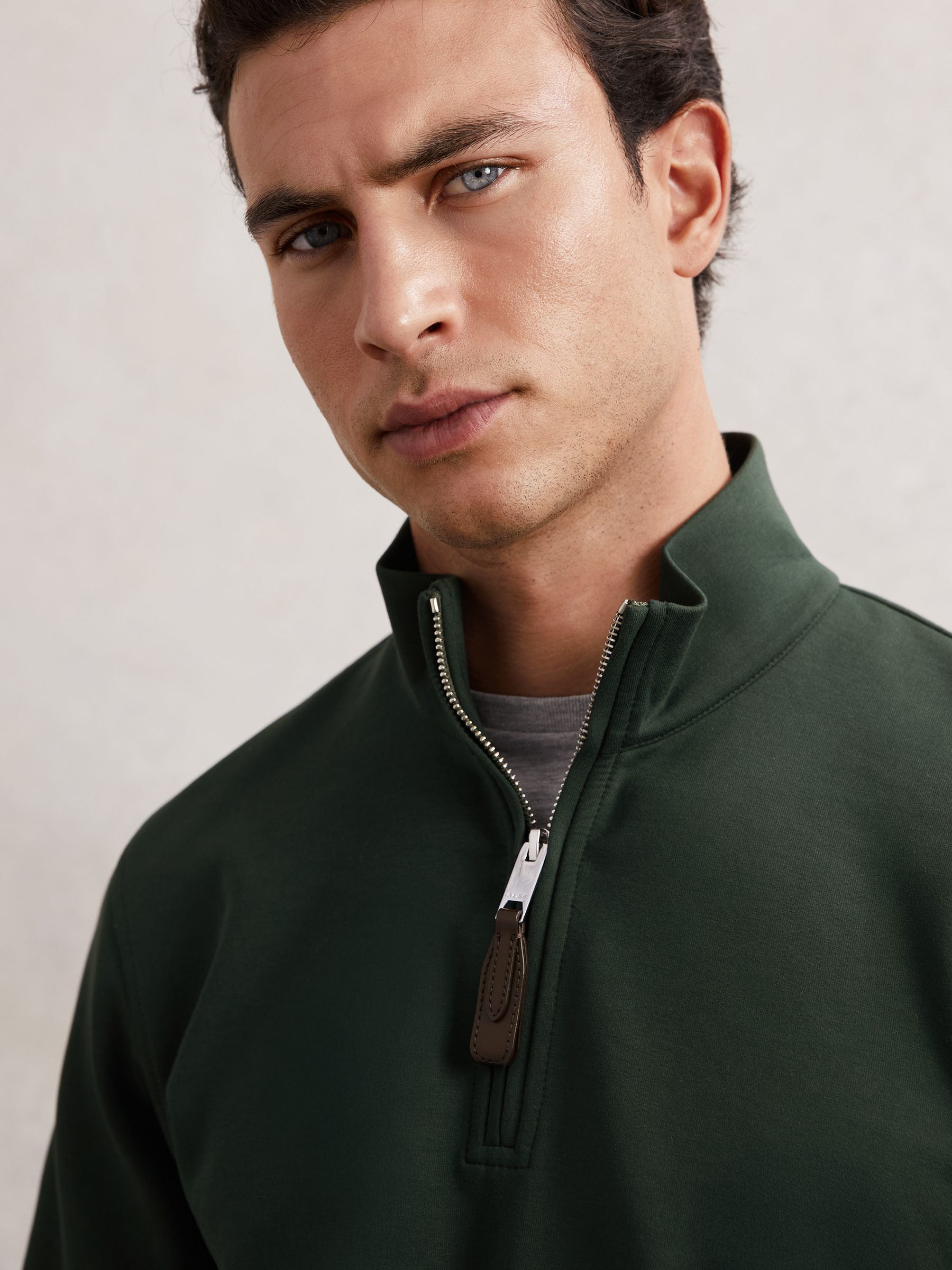 Interlock Zip Through Overshirt in Dark Sage Green - Image 4 of 7