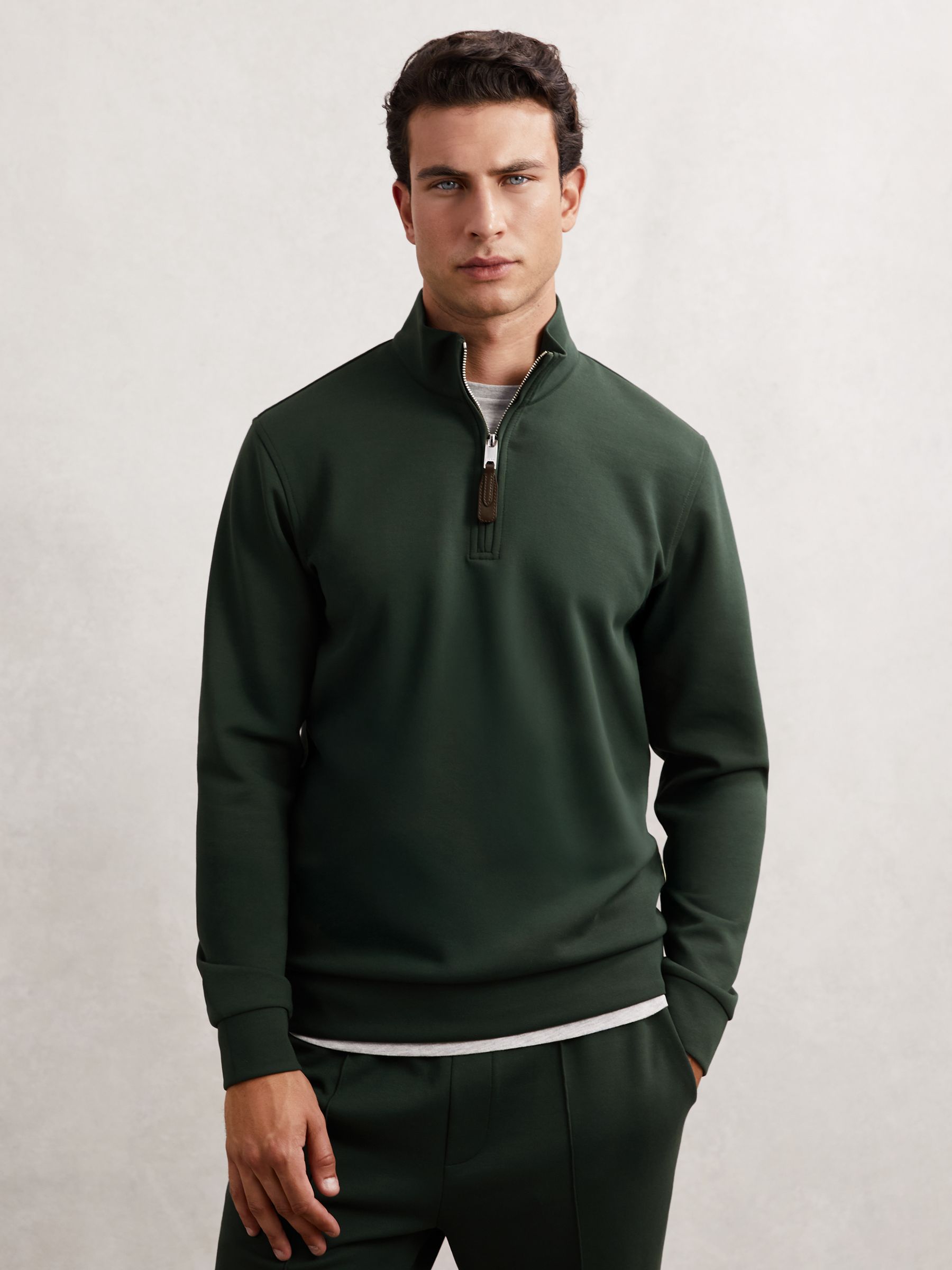 Interlock Zip Through Overshirt in Dark Sage Green - Image 5 of 7