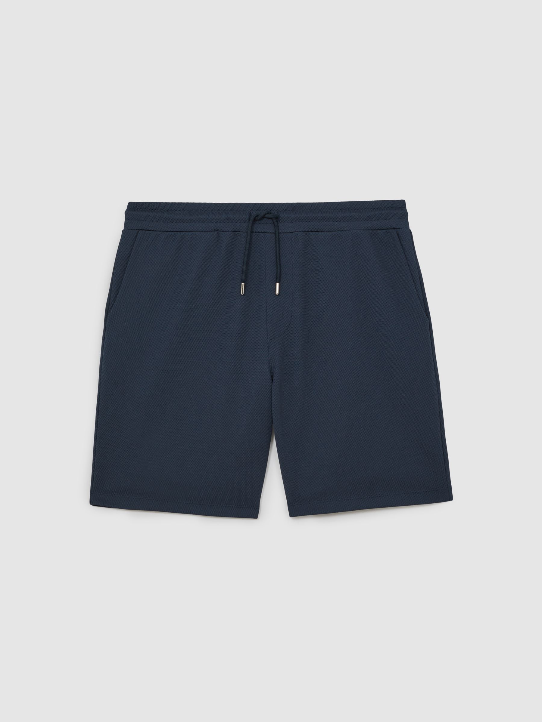 Textured Drawstring Shorts in Navy - Image 2 of 6