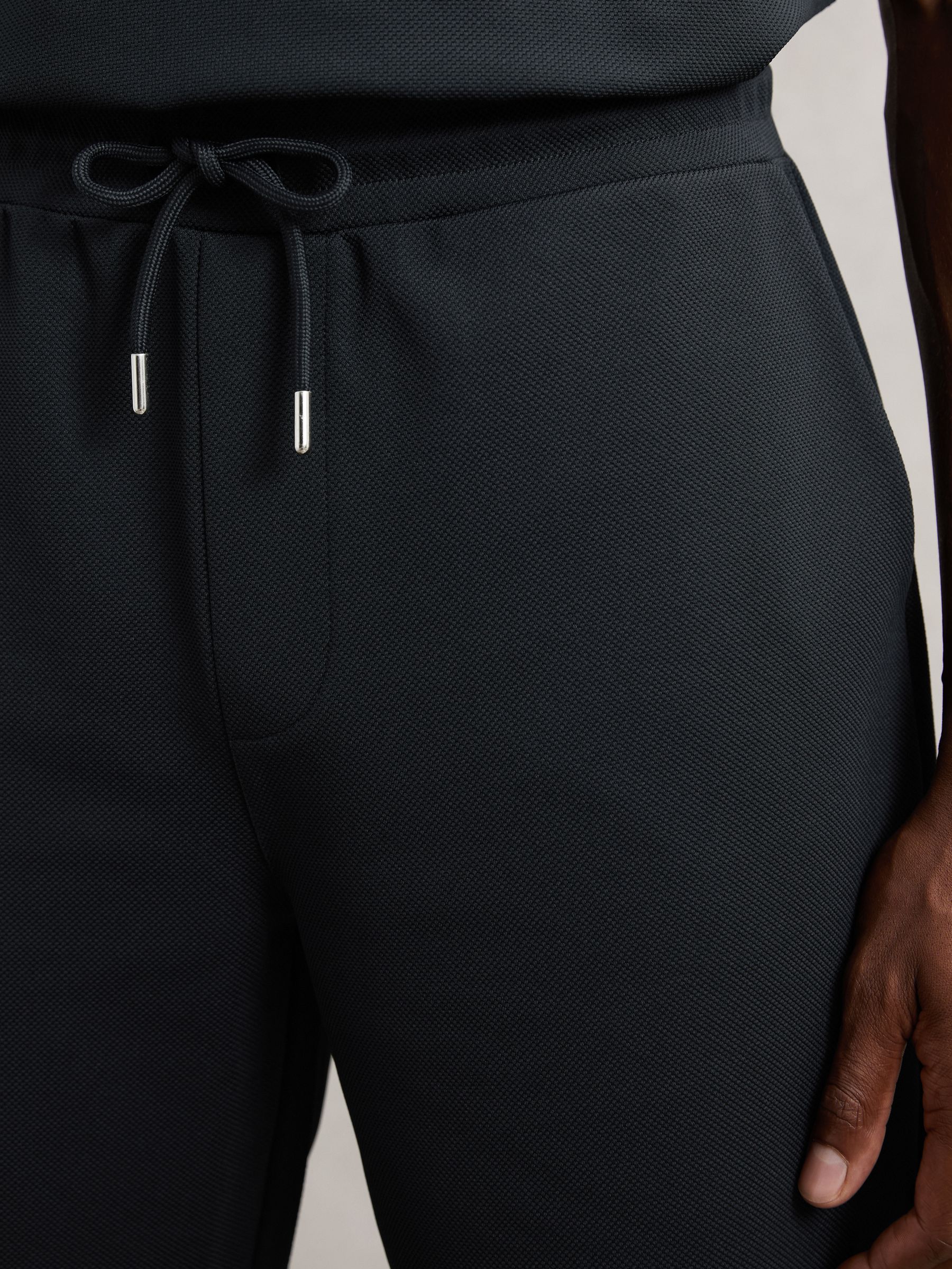 Textured Drawstring Shorts in Navy - image 4