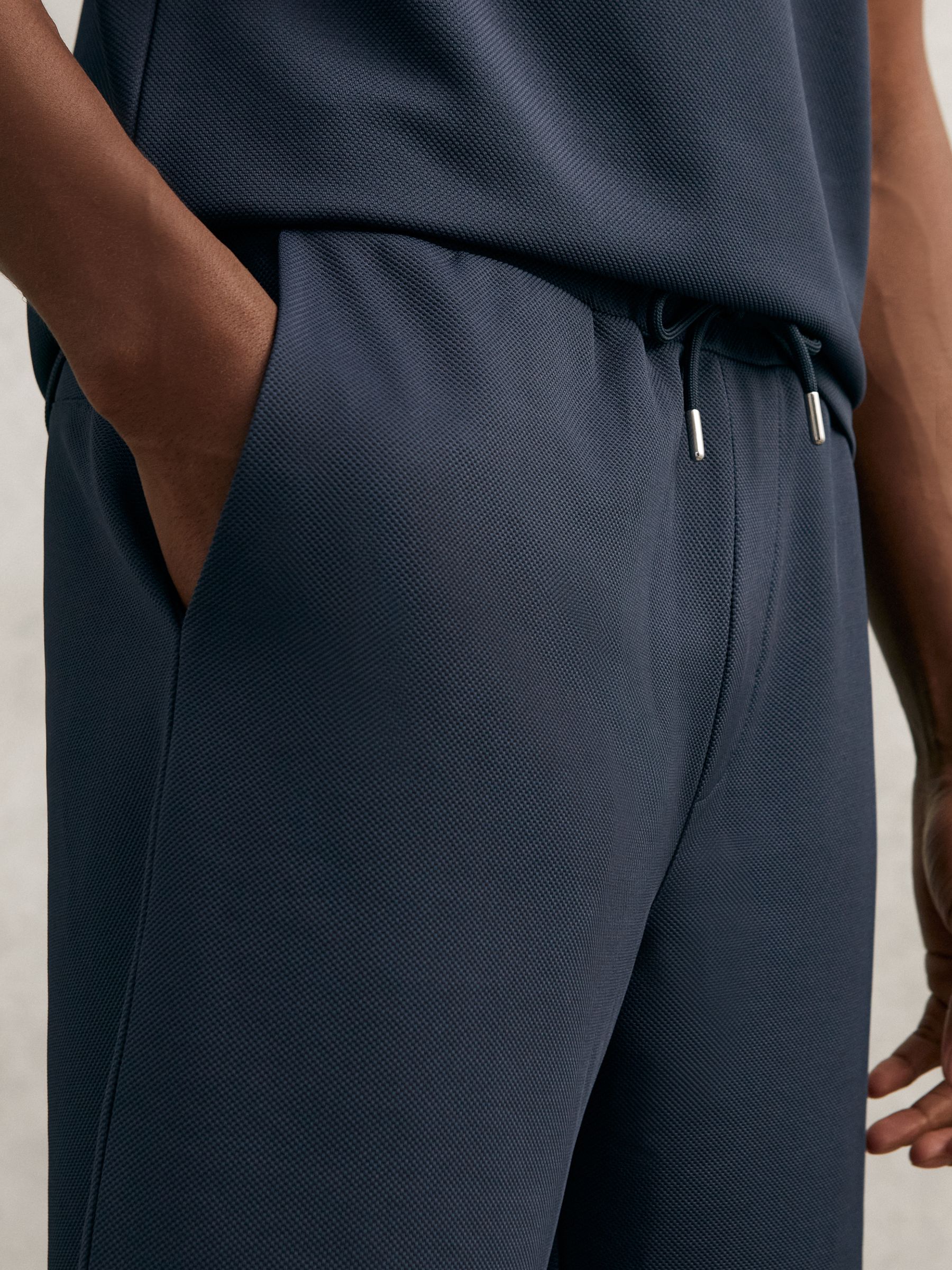 Textured Drawstring Shorts in Navy - Image 3 of 6