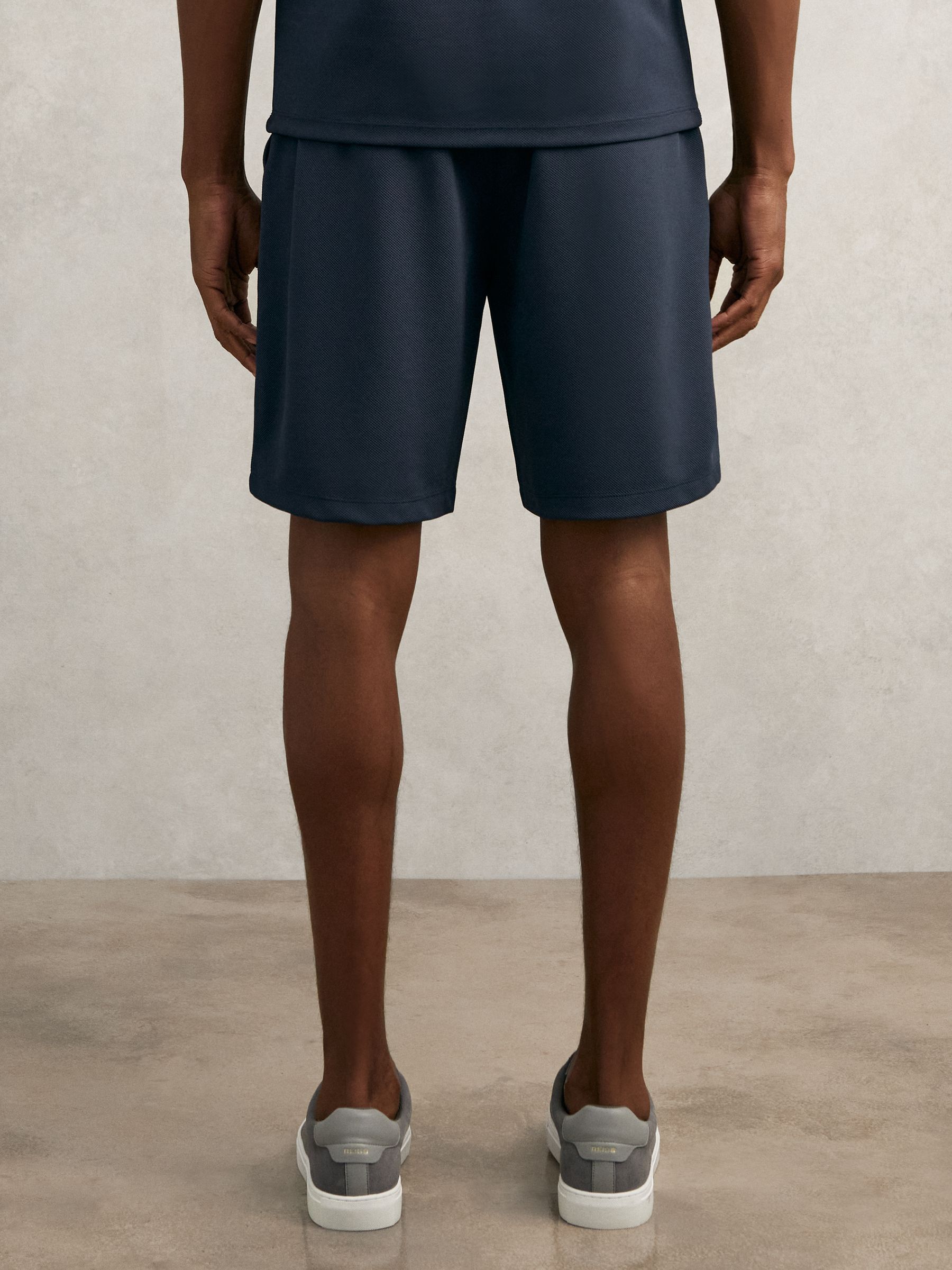Textured Drawstring Shorts in Navy - Image 5 of 6