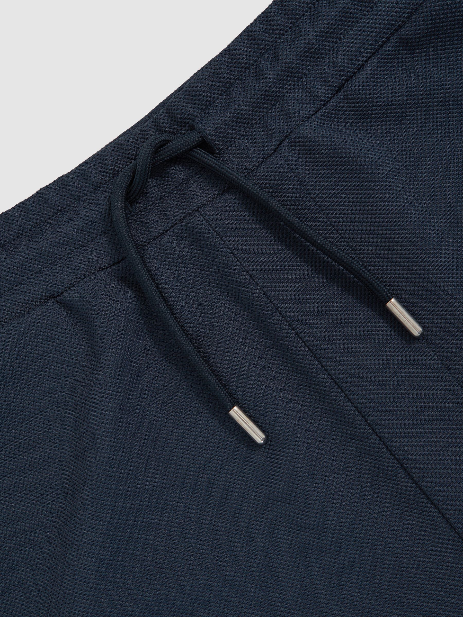 Textured Drawstring Shorts in Navy - image 3