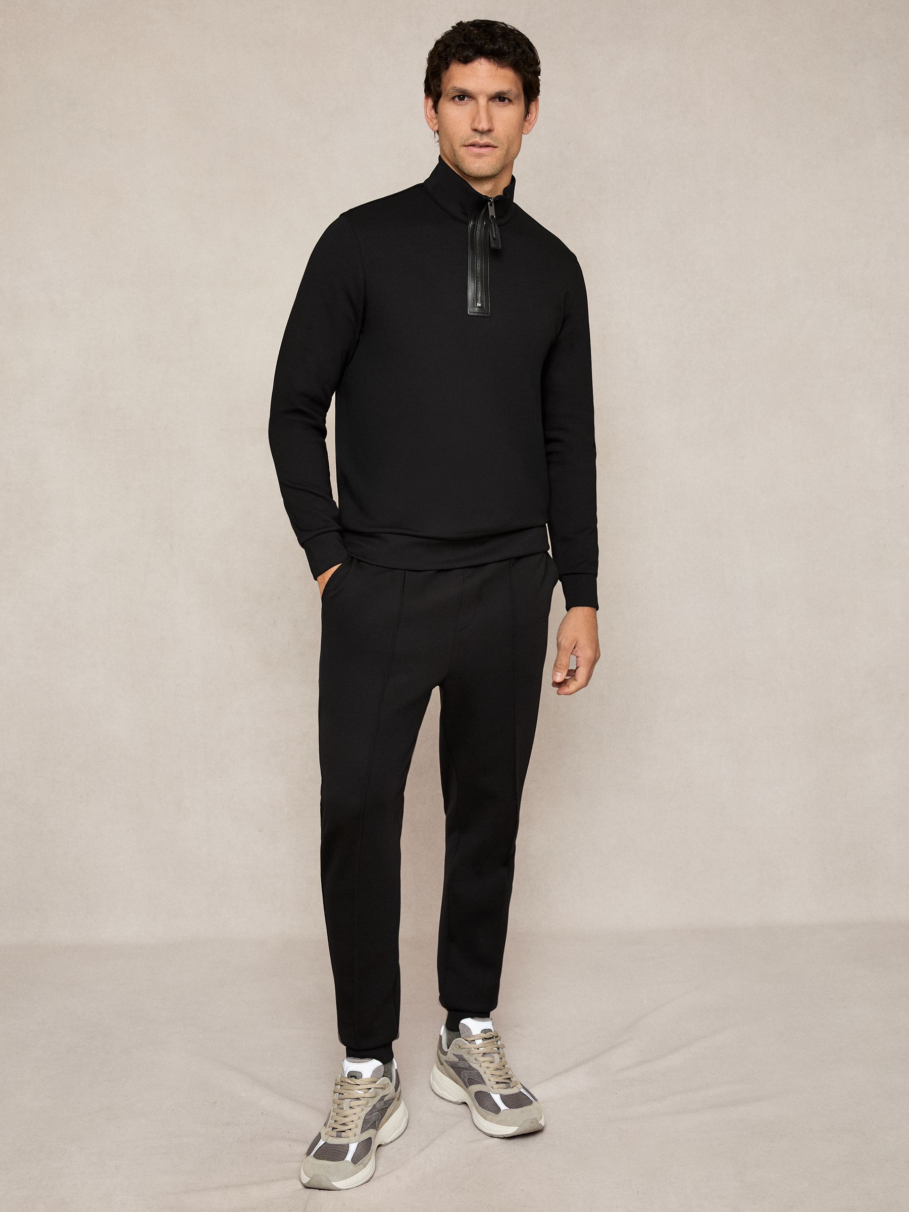 Interlock Half-Zip Sweatshirt with Trim in Black - image 3