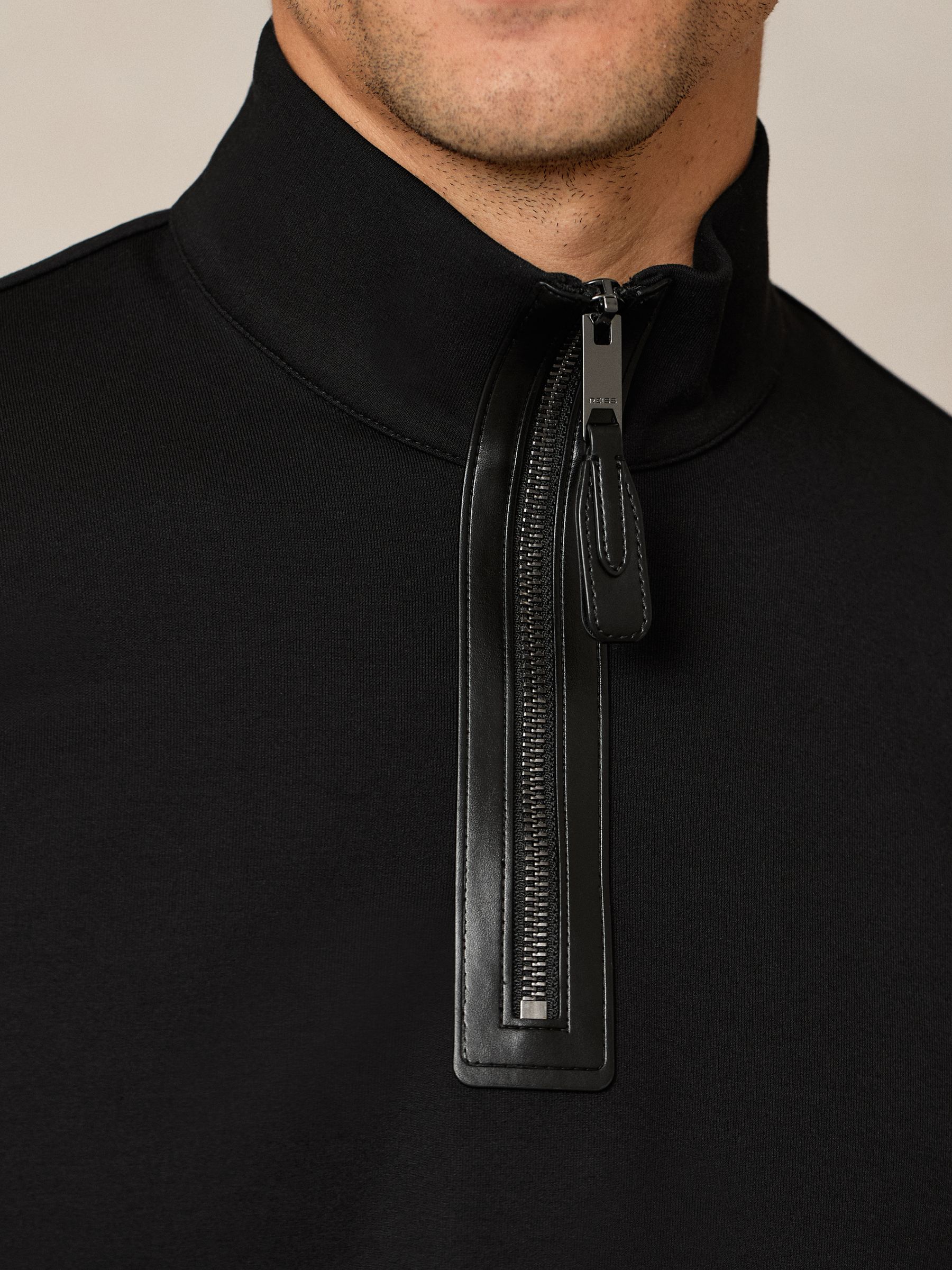 Interlock Half-Zip Sweatshirt with Trim in Black - image 4