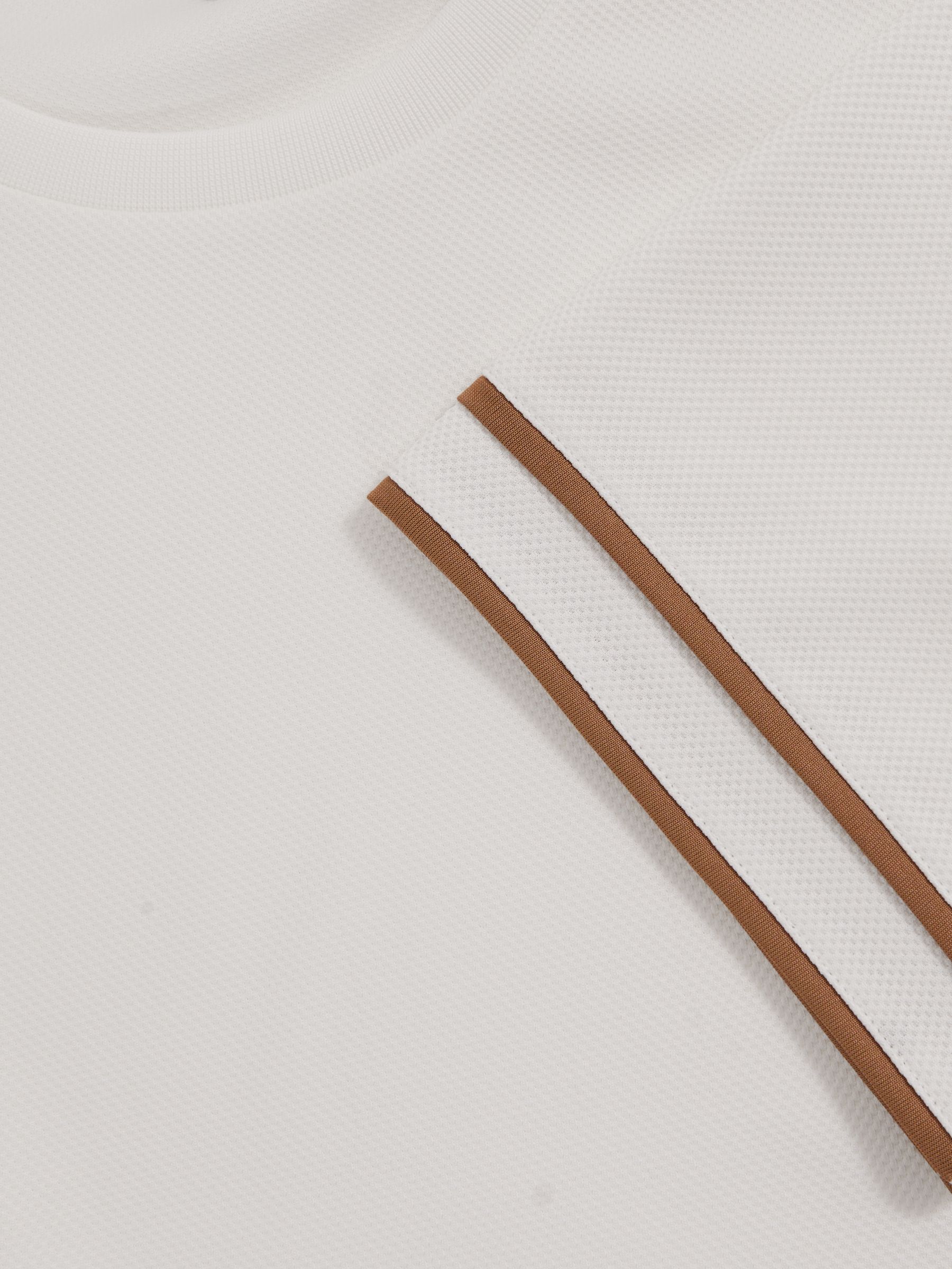 Textured Crew-Neck Tipped T-Shirt in White - Image 6 of 6