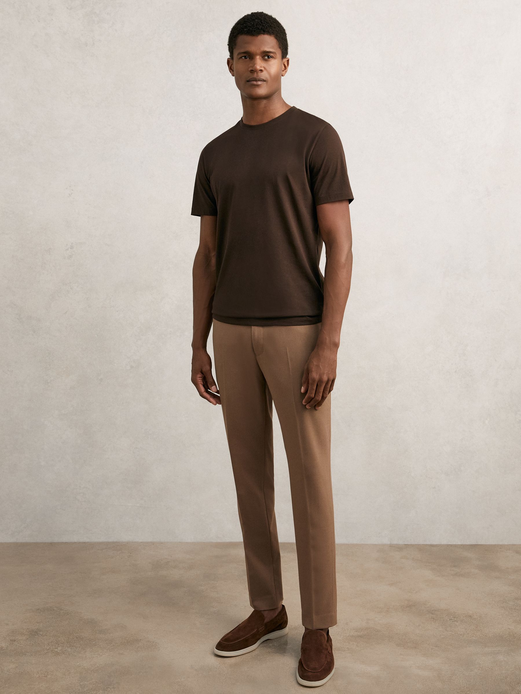 Cotton Crew Neck T-Shirt in Coco Brown - Image 3 of 6