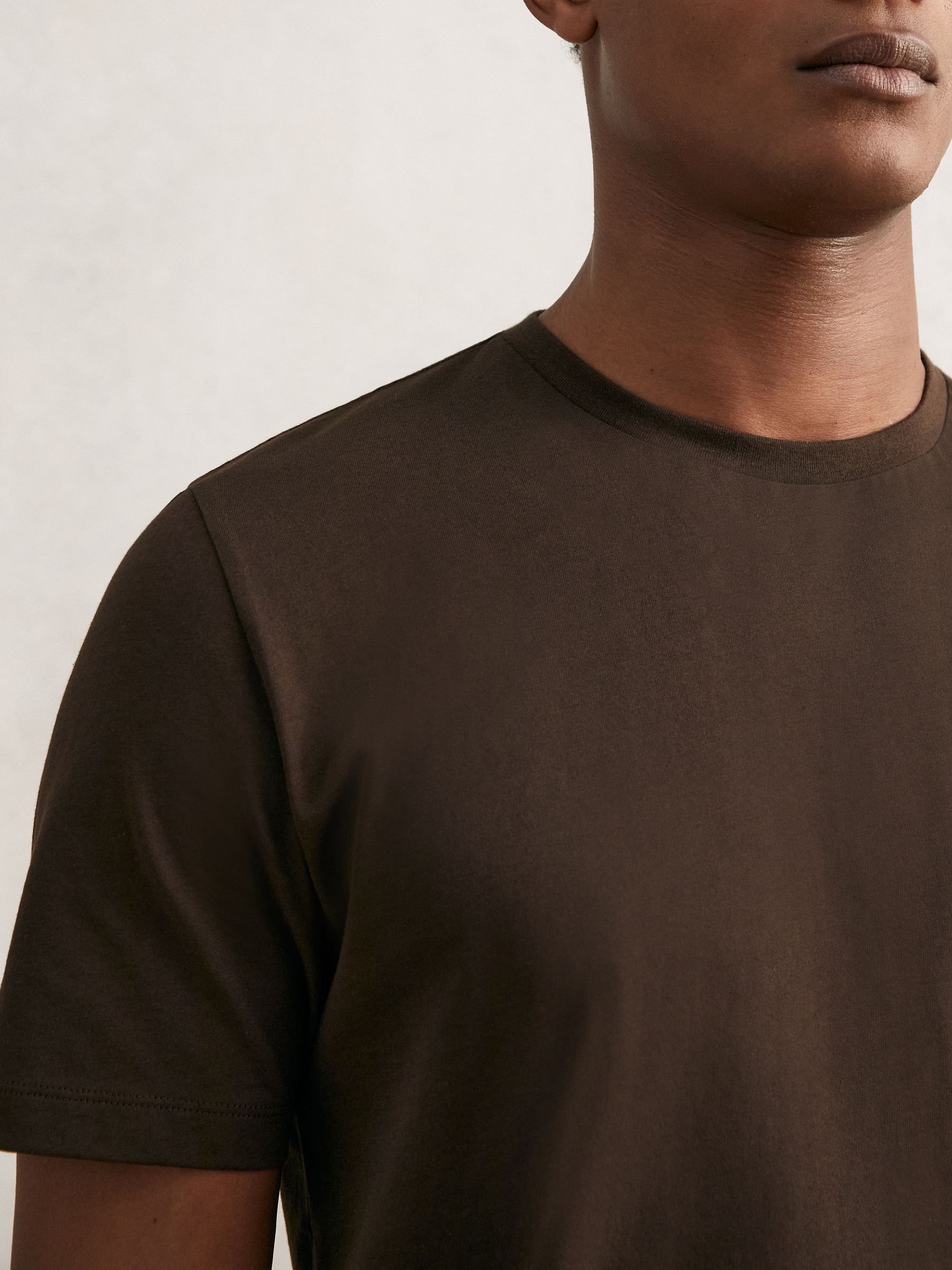 Cotton Crew Neck T-Shirt in Coco Brown - Image 4 of 6