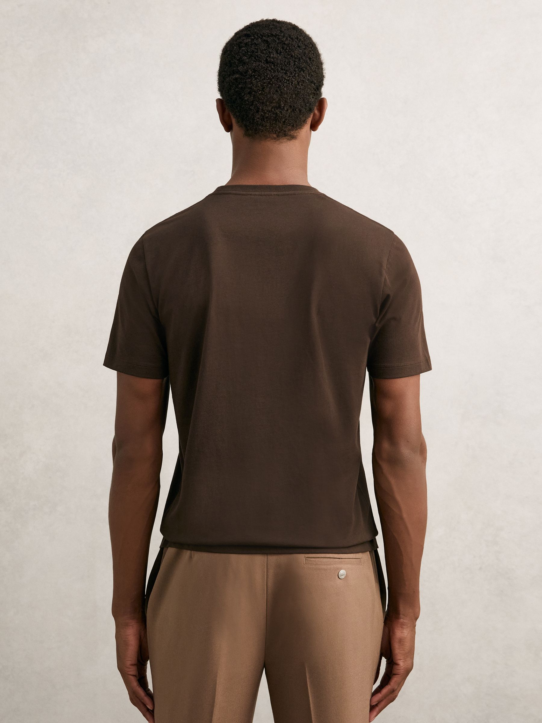 Cotton Crew Neck T-Shirt in Coco Brown - Image 5 of 6