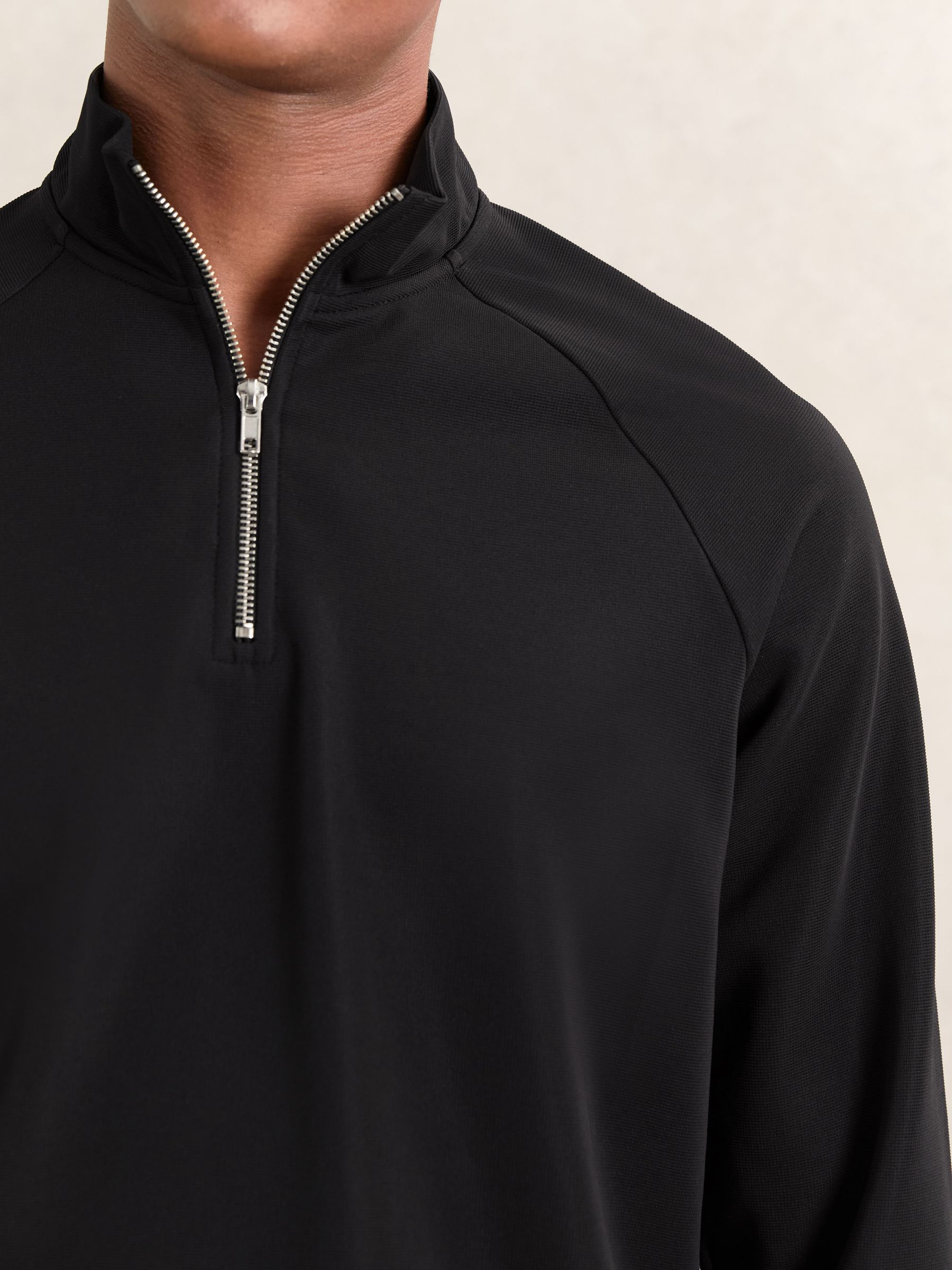 Half-Zip Funnel-Neck Sweatshirt in Black - Image 3 of 5