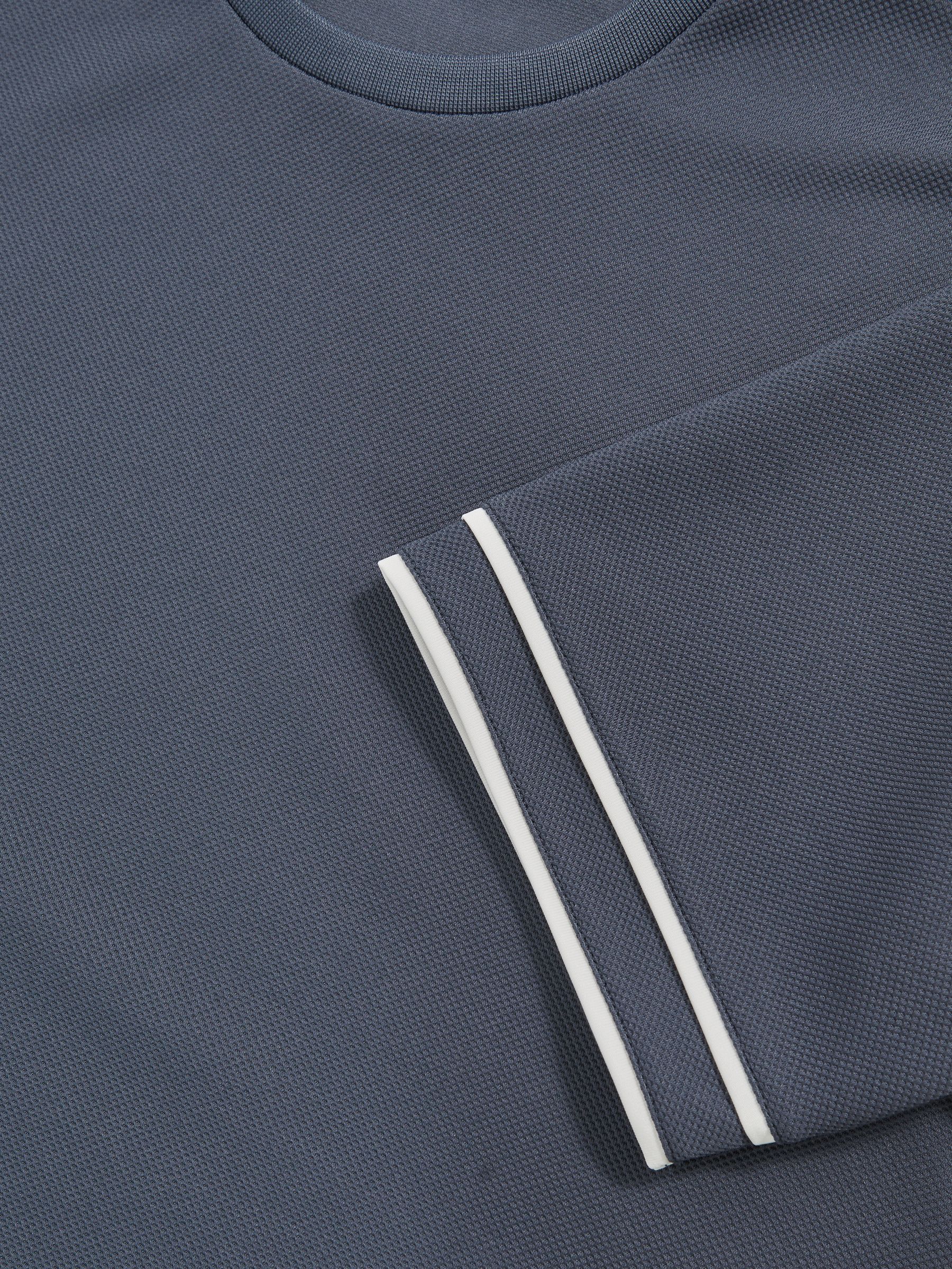 Textured Crew-Neck Tipped T-Shirt in Airforce Blue - Image 6 of 6