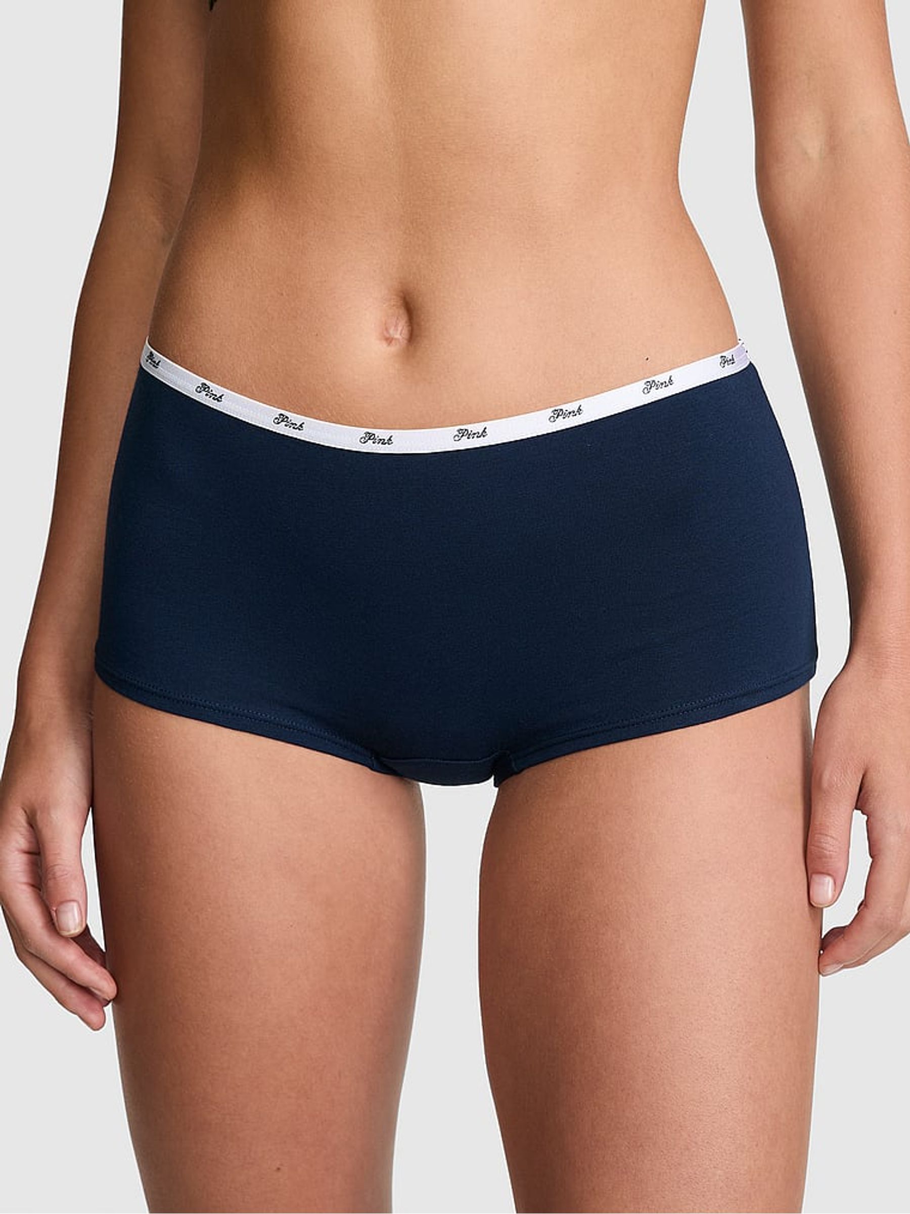 Noir Navy Blue Short Cotton Mini Logo Knickers - Image 1 of 3