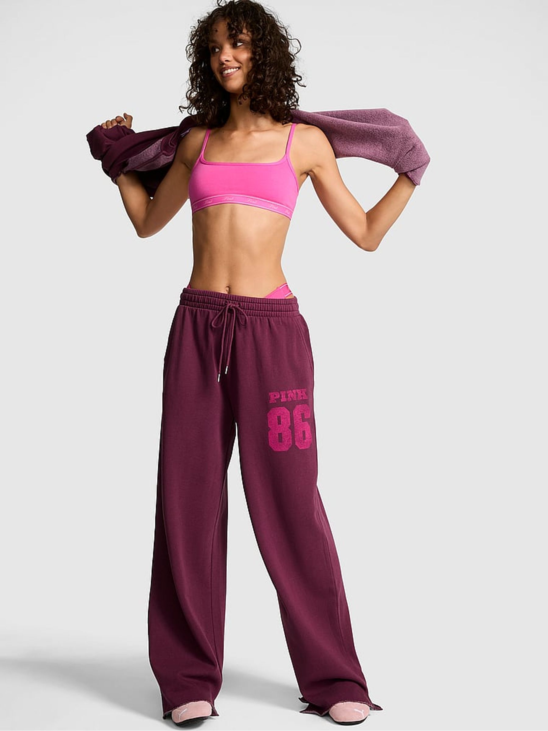 Purple Rose Fleece Joggers - Image 1 of 4