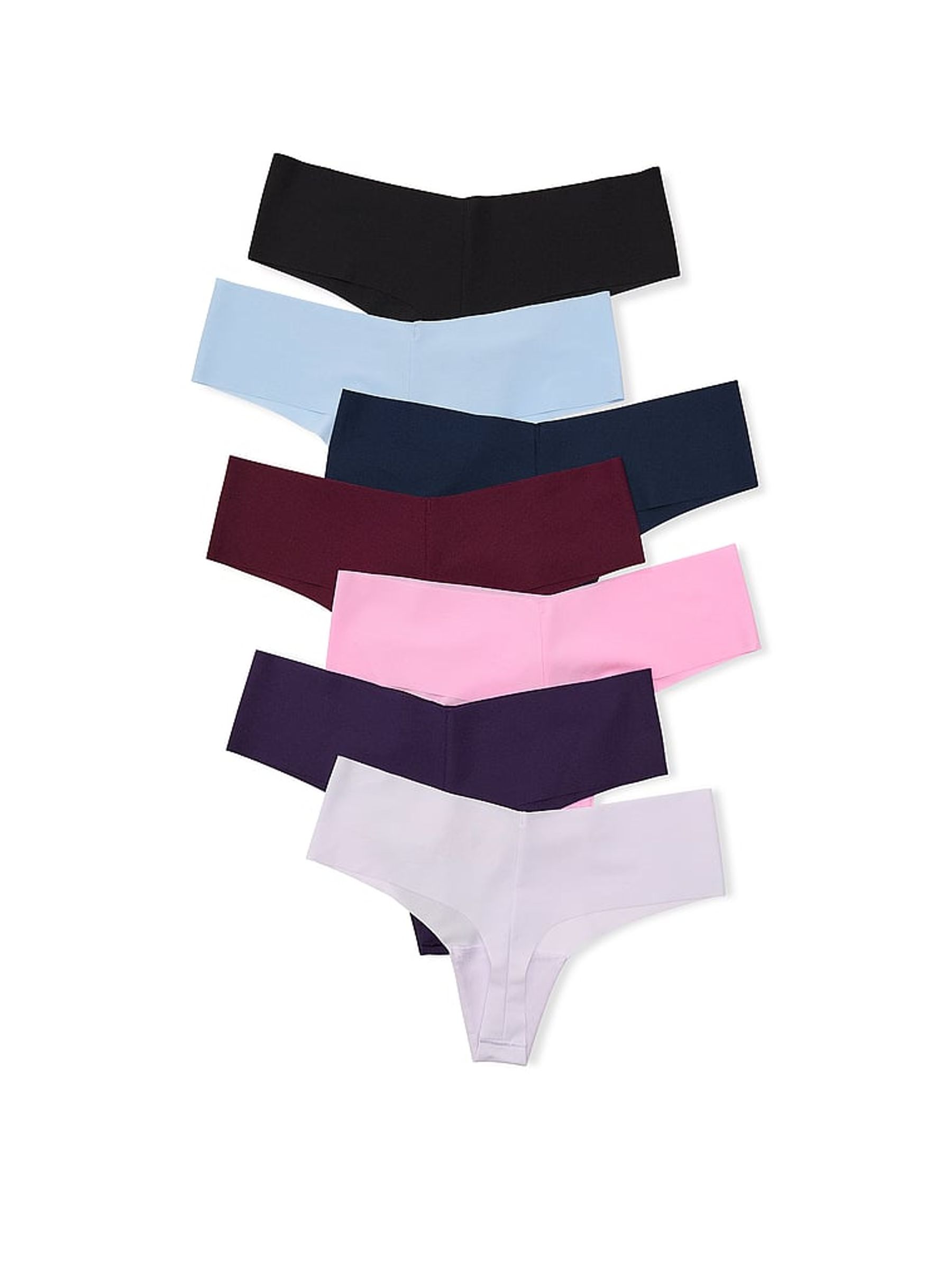Black/Blue/Burgandy/Pink/White Thong No Show Knickers 7 Pack - Image 2 of 3