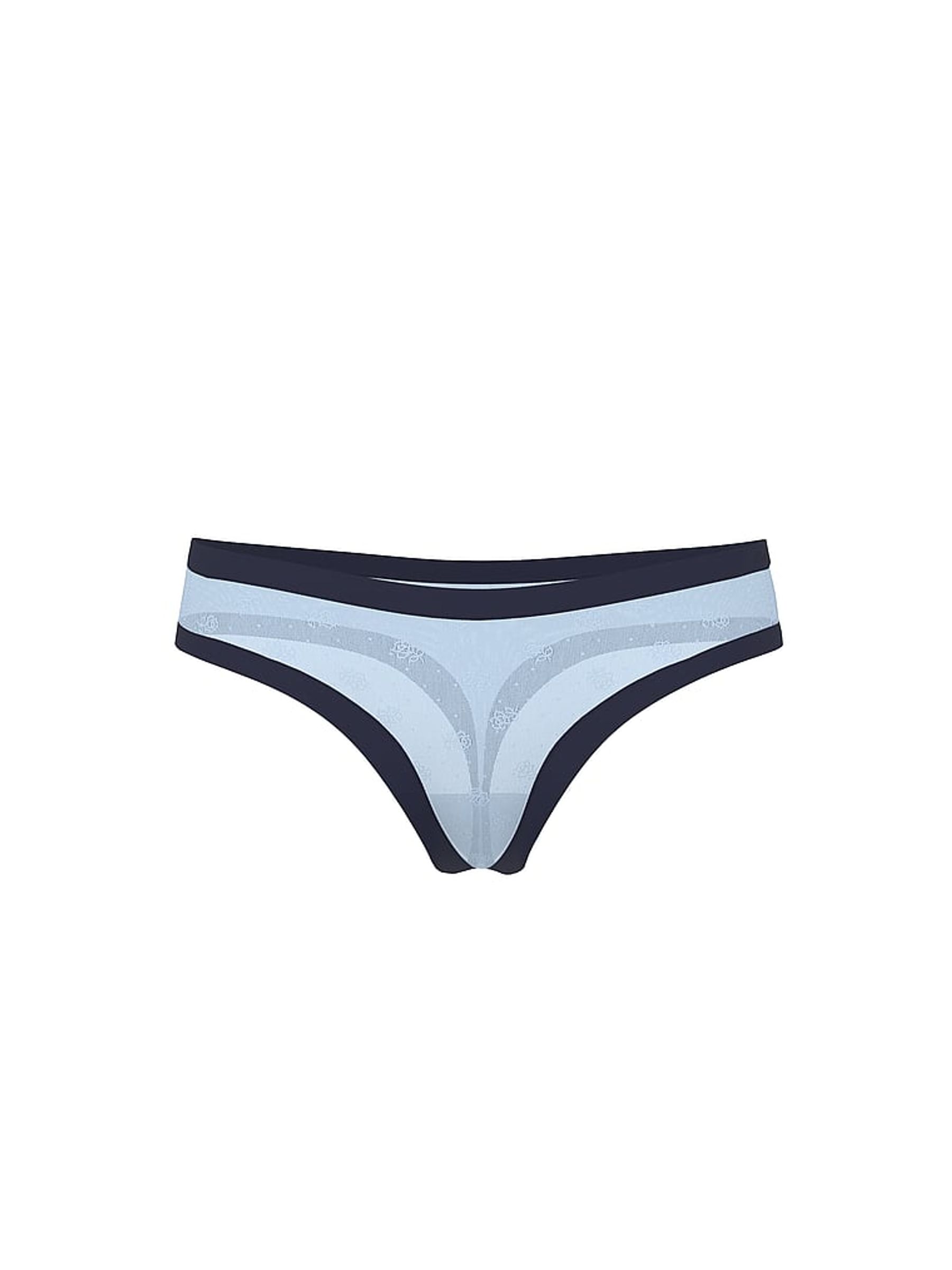 Icy Blue Thong No Show Rib Mesh Knickers - Image 3 of 3