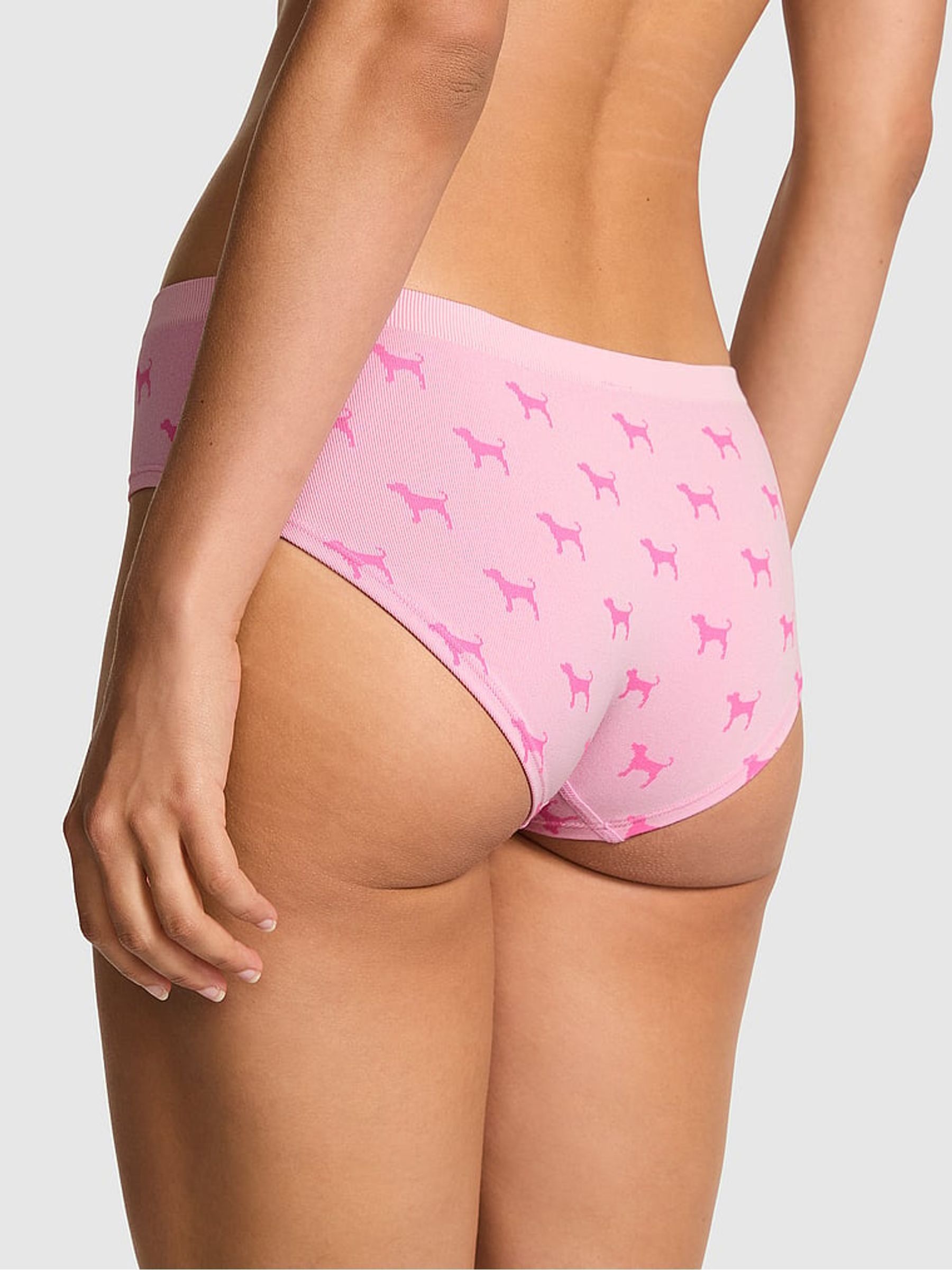Pink Dog Print Hipster Seamless Scoop Thong Knickers - Image 2 of 3