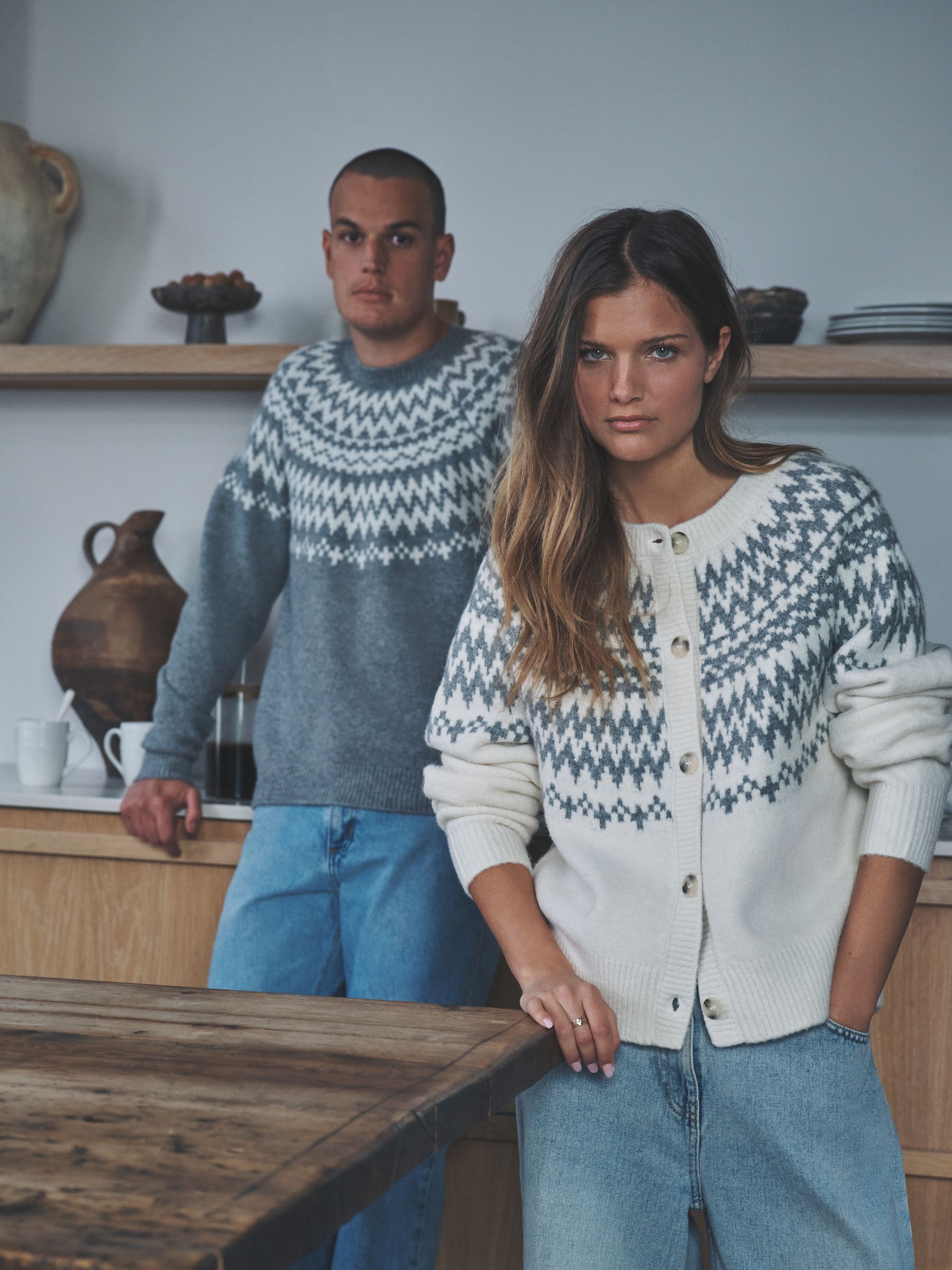 2 Pack Fairilse Pattern Knitted Jumper and Cardigan Set - Image 1 of 6