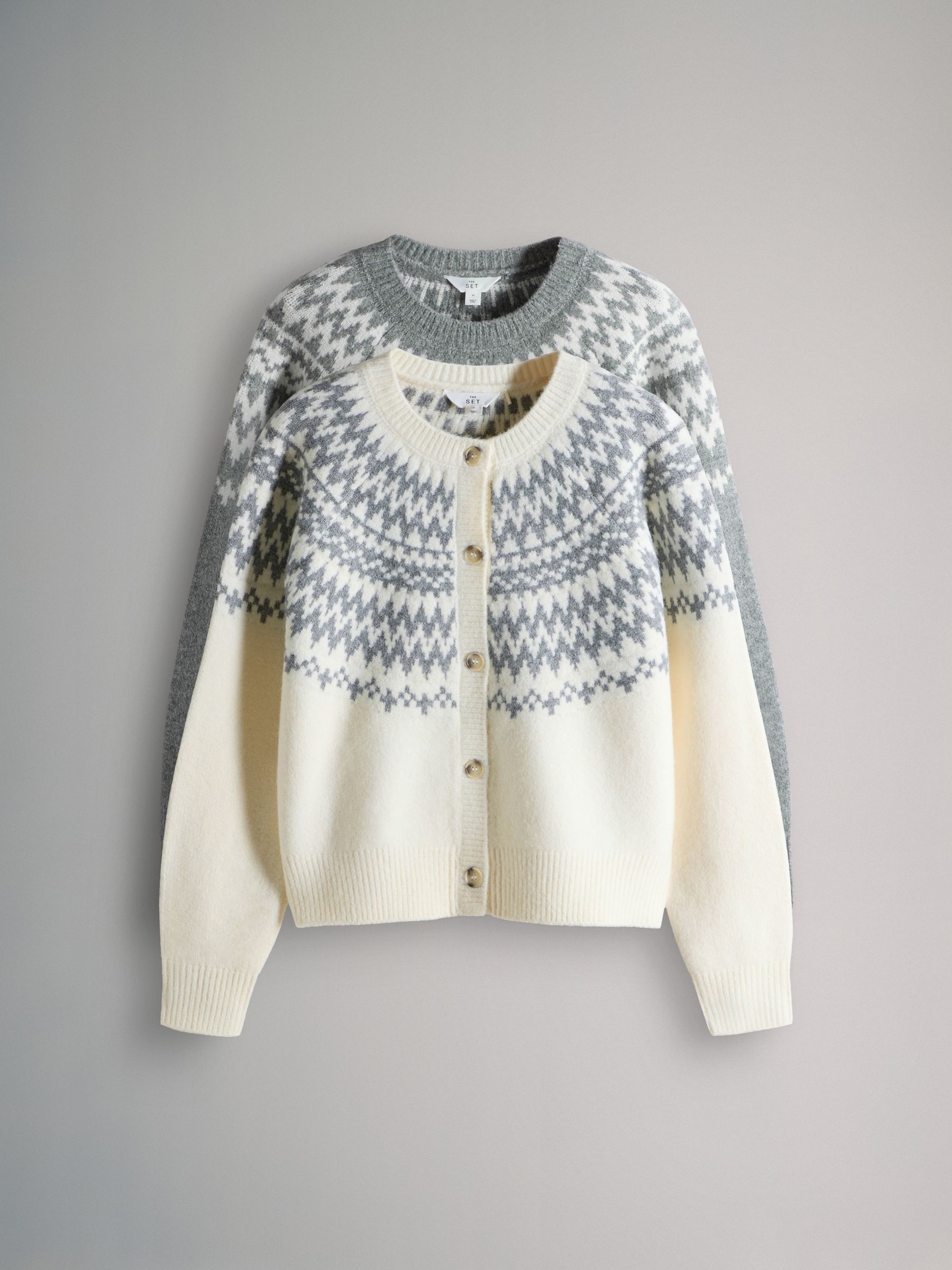 2 Pack Fairilse Pattern Knitted Jumper and Cardigan Set - Image 2 of 6