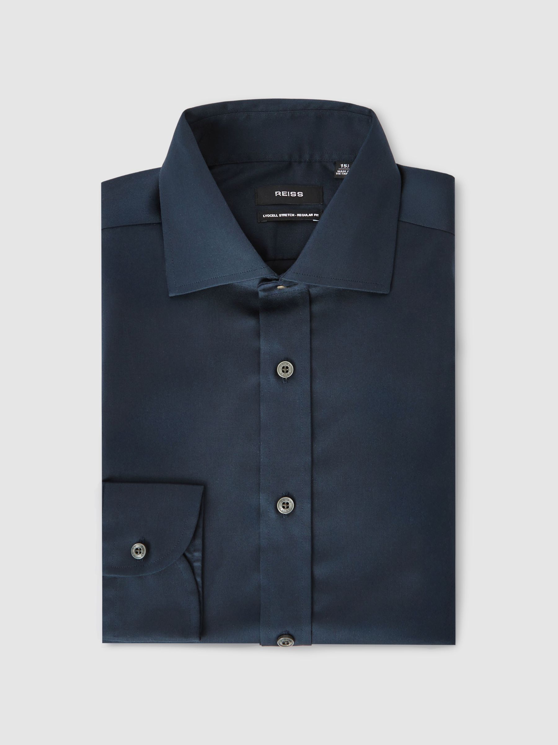 Regular Fit Cotton-Tencel Stretch Shirt in Blue - Image 2 of 8
