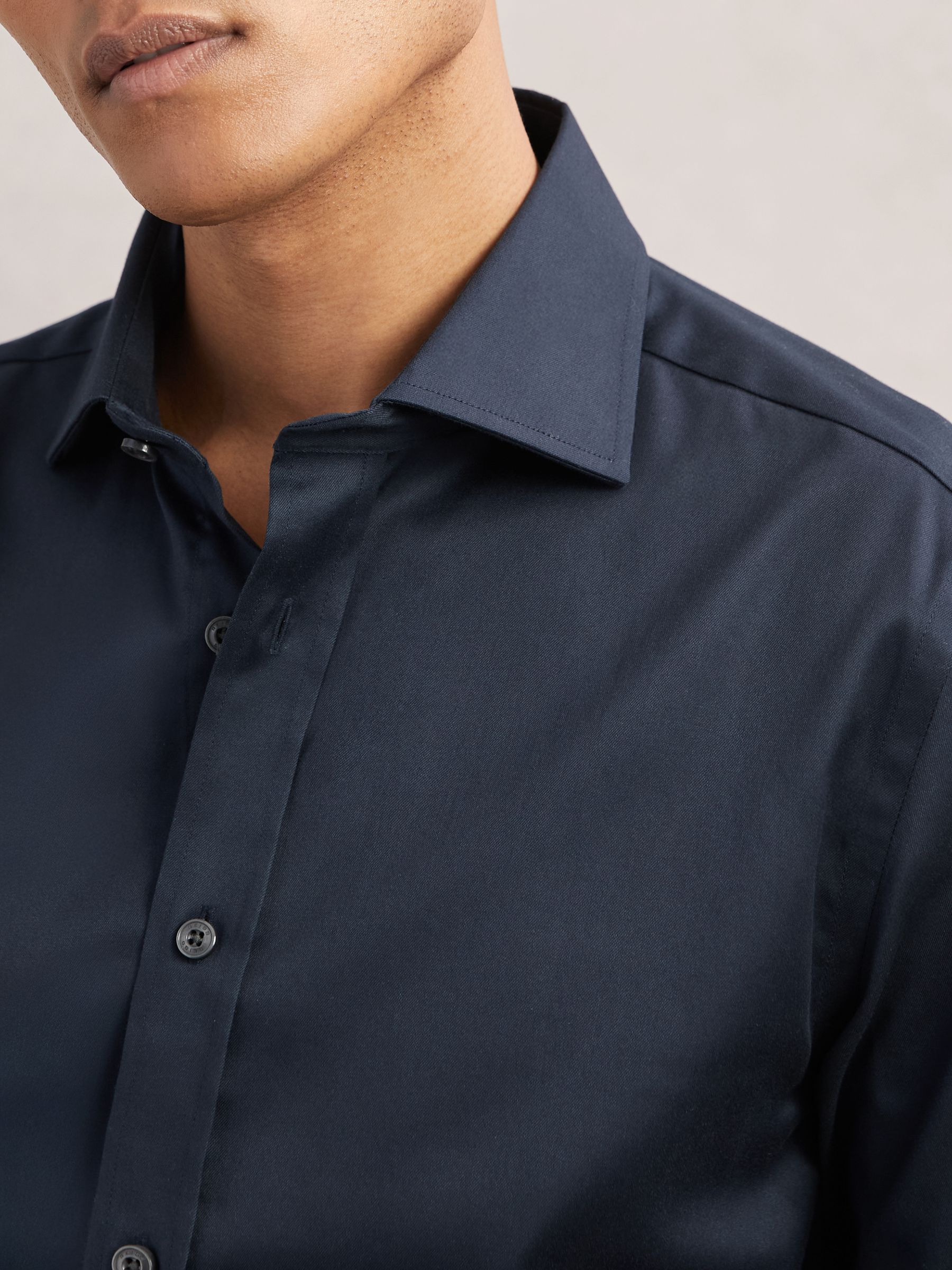 Regular Fit Cotton-Tencel Stretch Shirt in Blue - Image 3 of 8