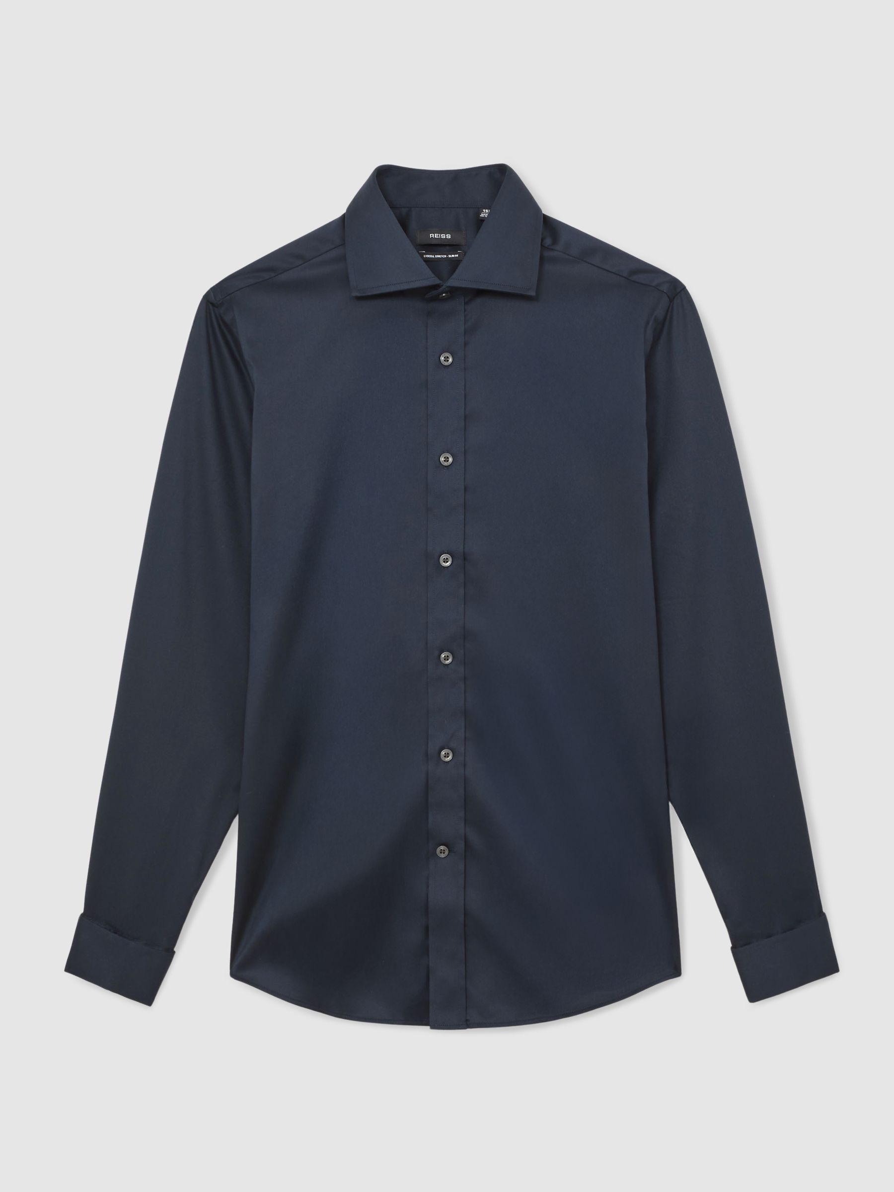 Regular Fit Cotton-Tencel Stretch Shirt in Blue - Image 8 of 8