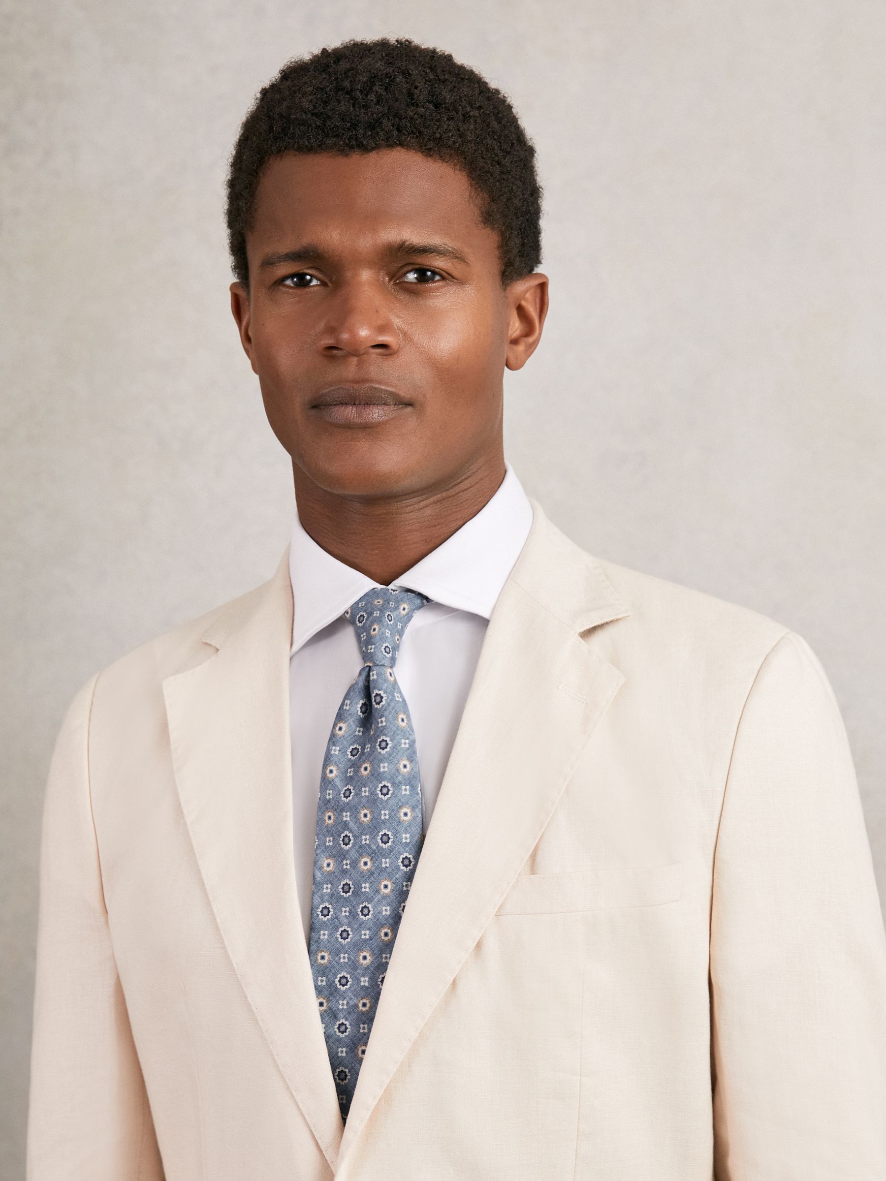 Silk Floral-Medallion Tie in Soft Blue - Image 2 of 6