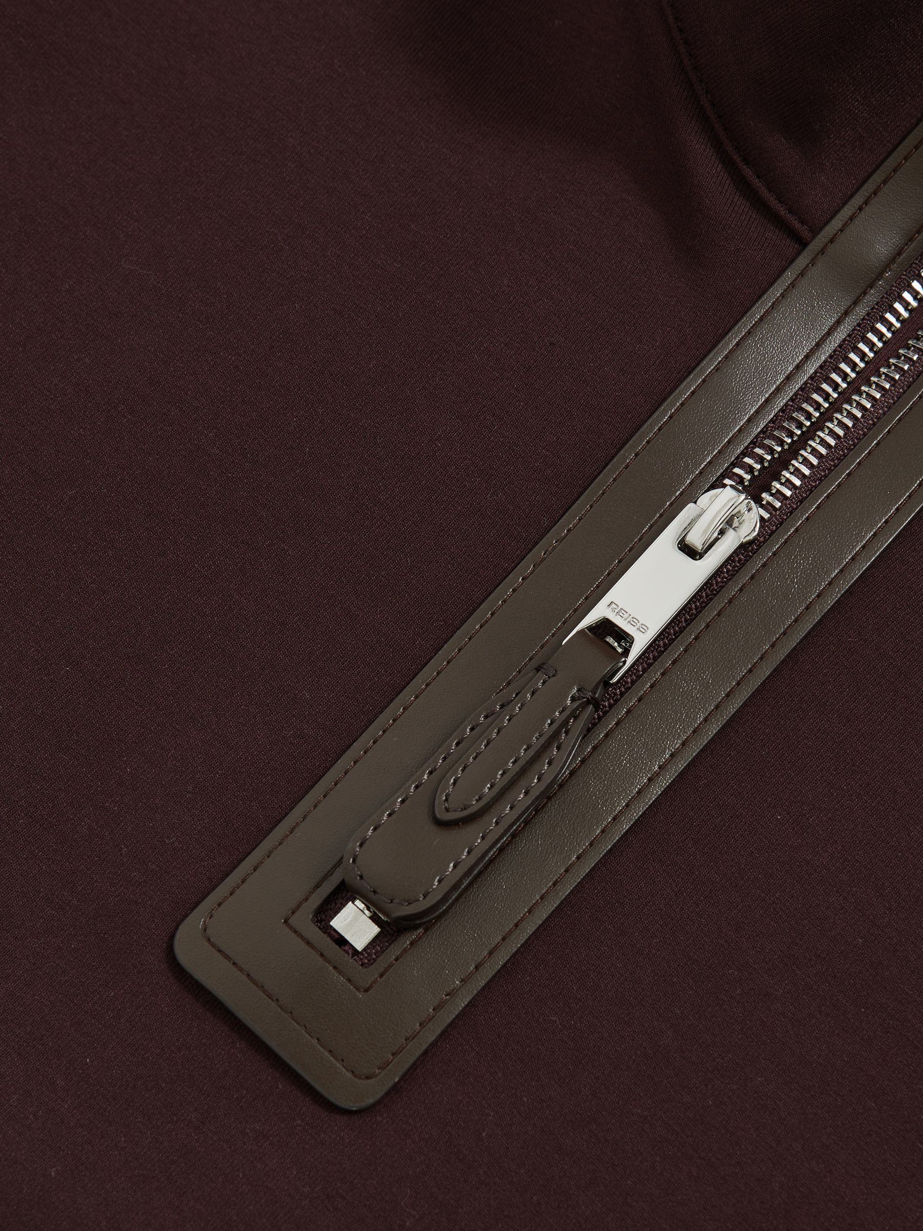 Leather-Placket Interlock Sweatshirt in Cherry Red - Image 5 of 5
