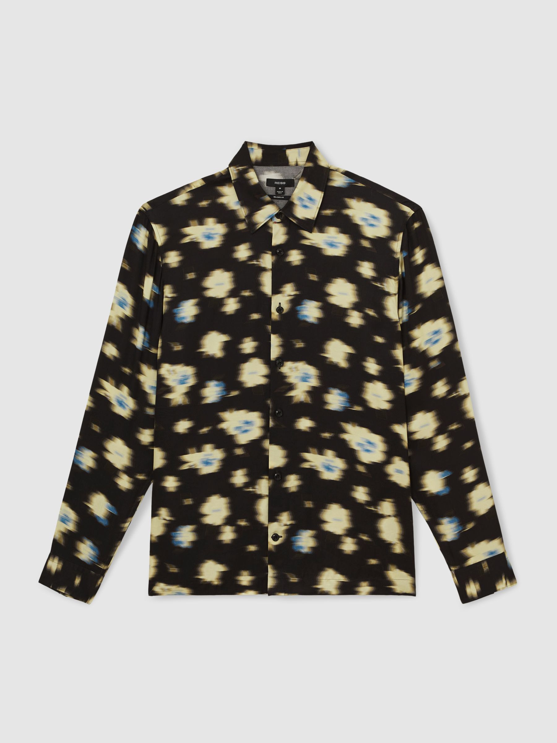 Abstract Floral-Print Shirt in Black - image 1