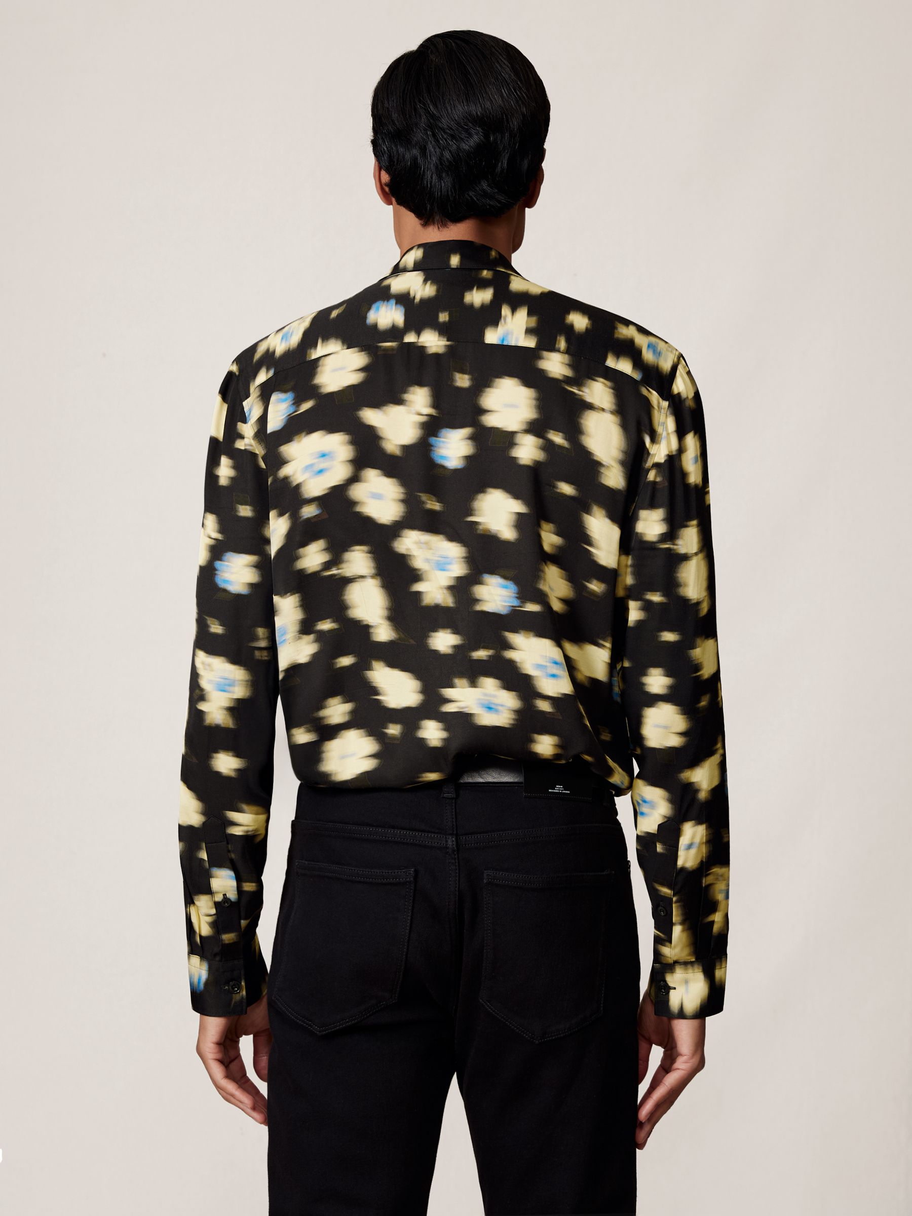 Abstract Floral-Print Shirt in Black - image 4