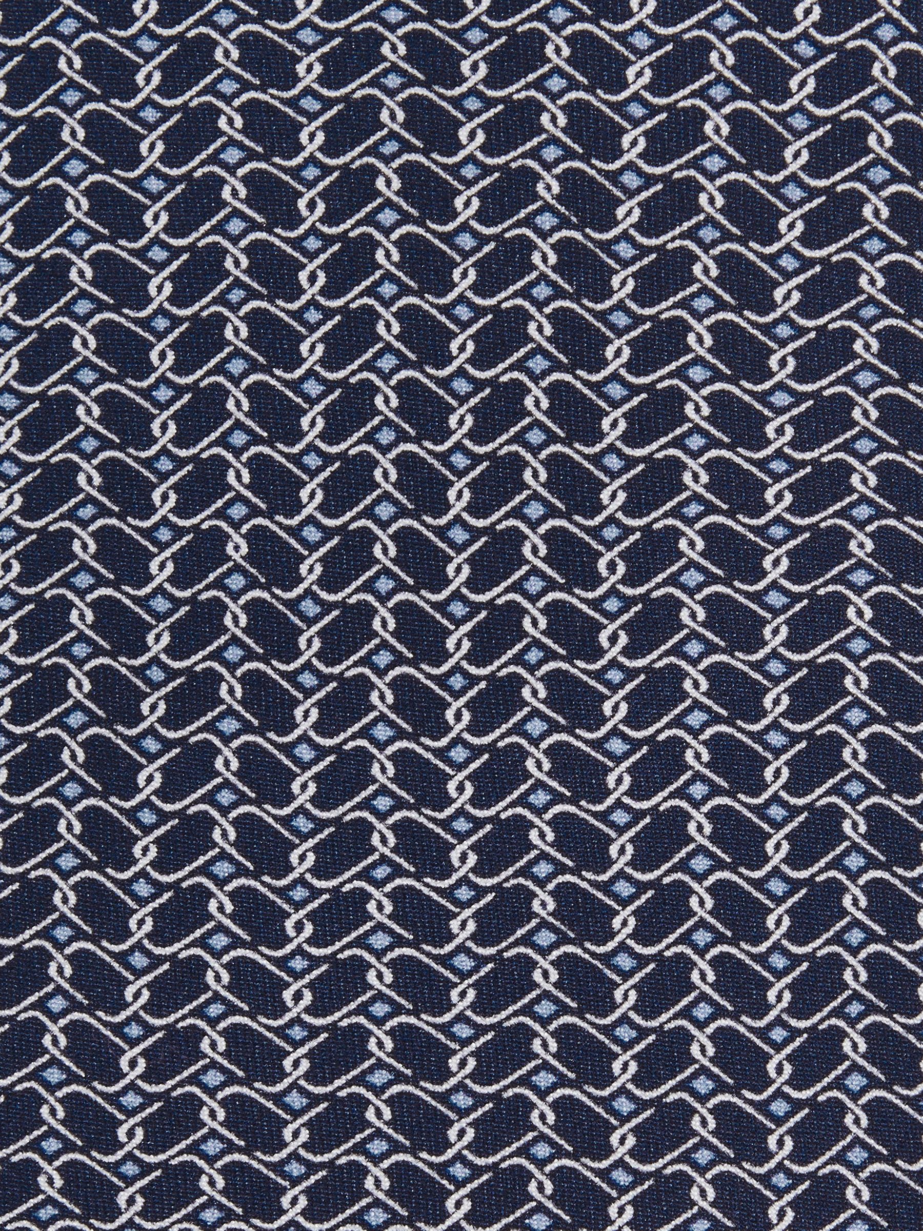 Silk Geometric-Chain Print Tie in Navy - image 2
